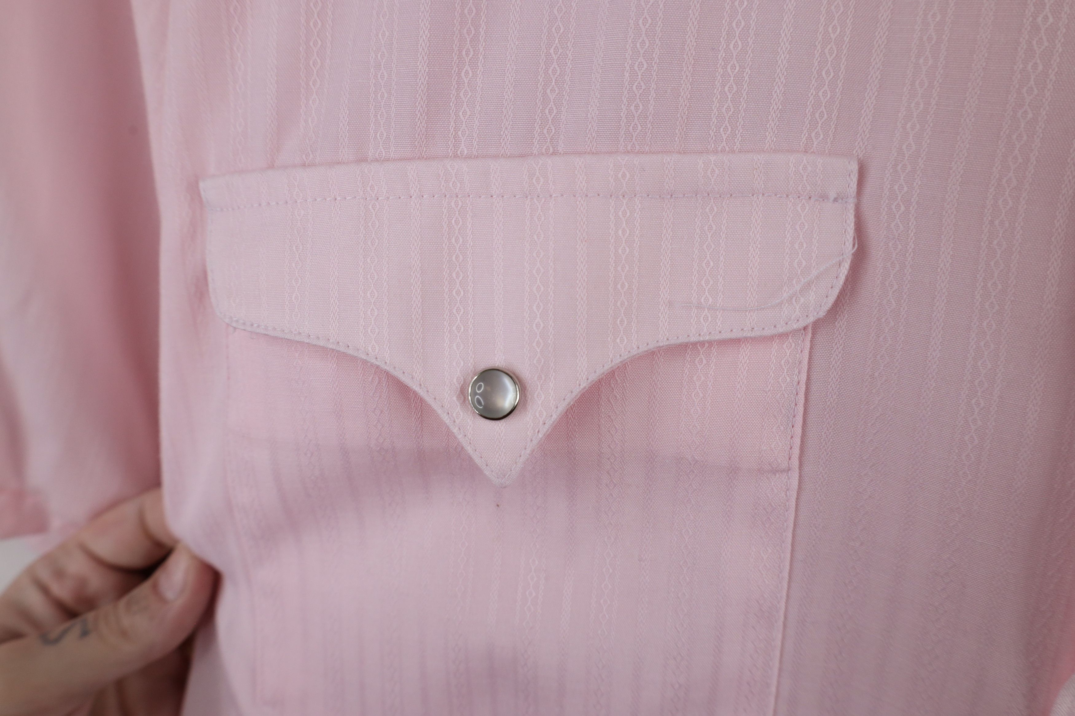 Vintage Vintage 90s Rockabilly Western Snap Button Shirt Pink Size US M / EU 48-50 / 2 - 6 Thumbnail