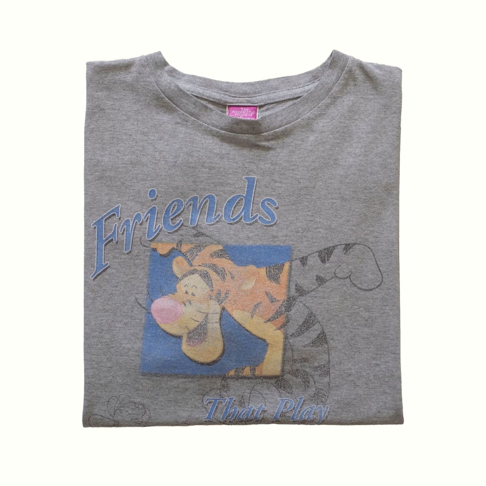 Disney VINTAGE Disney T-Shirt Mens XL 90s Cartoon Tigger Friends That Stay Together Gray Cotton Short Sleeve Crew Neck Graphic Print Size US XL / EU 56 / 4 - 2 Thumbnail