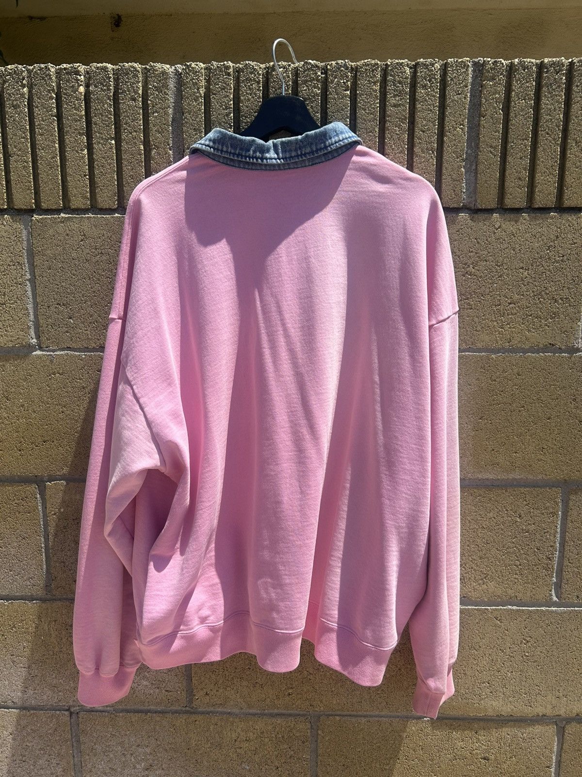 Supreme Supreme Denim Collar Half Zip Sweatshirt (Pink) Size US L / EU 52-54 / 3 - 8 Thumbnail