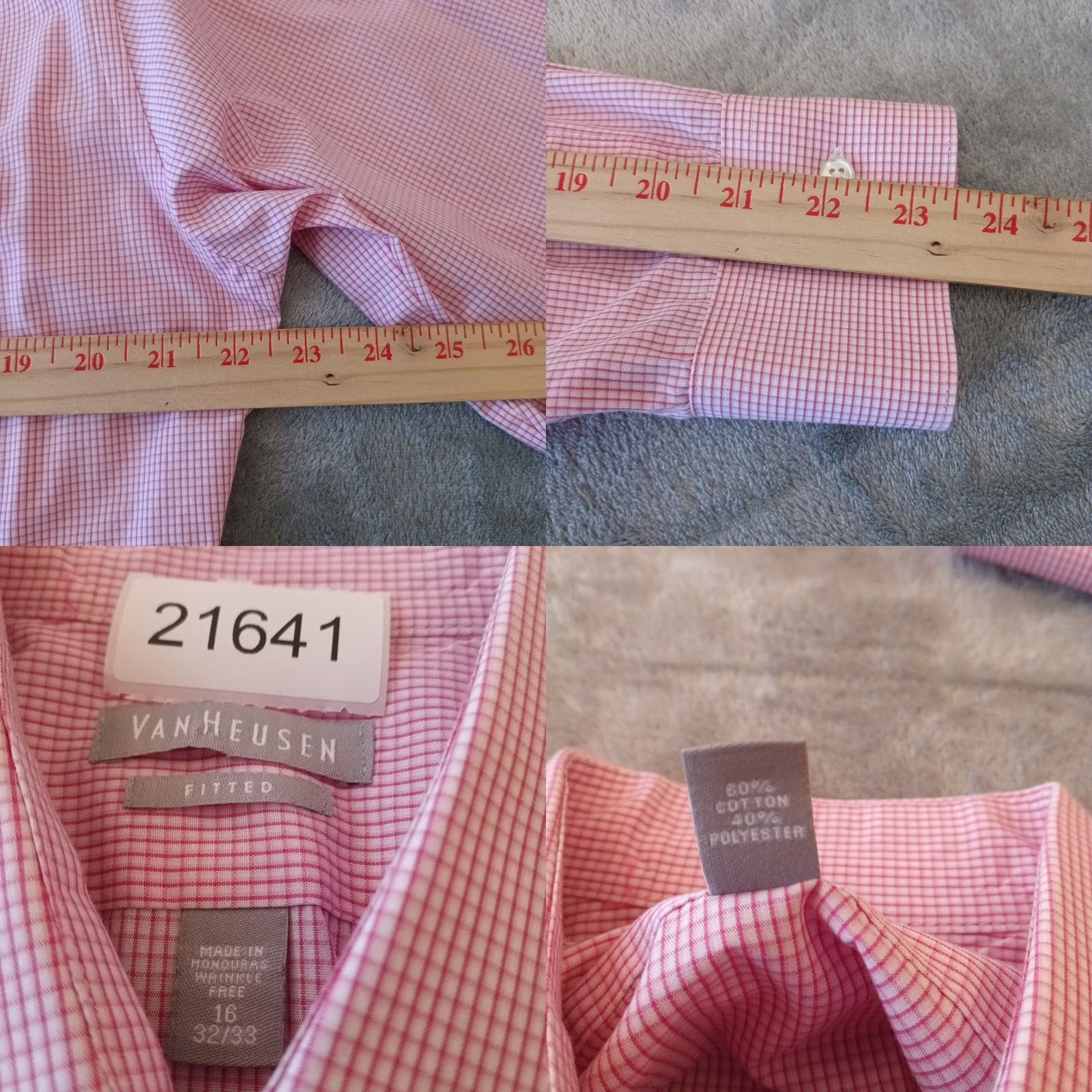 Van Heusen Van Heusen Shirt Mens 16 Pink Plaid Long Sleeve Button Up Cotton Blend Dress Shirt Mens Cardi? Size US L / EU 52-54 / 3 - 8 Thumbnail