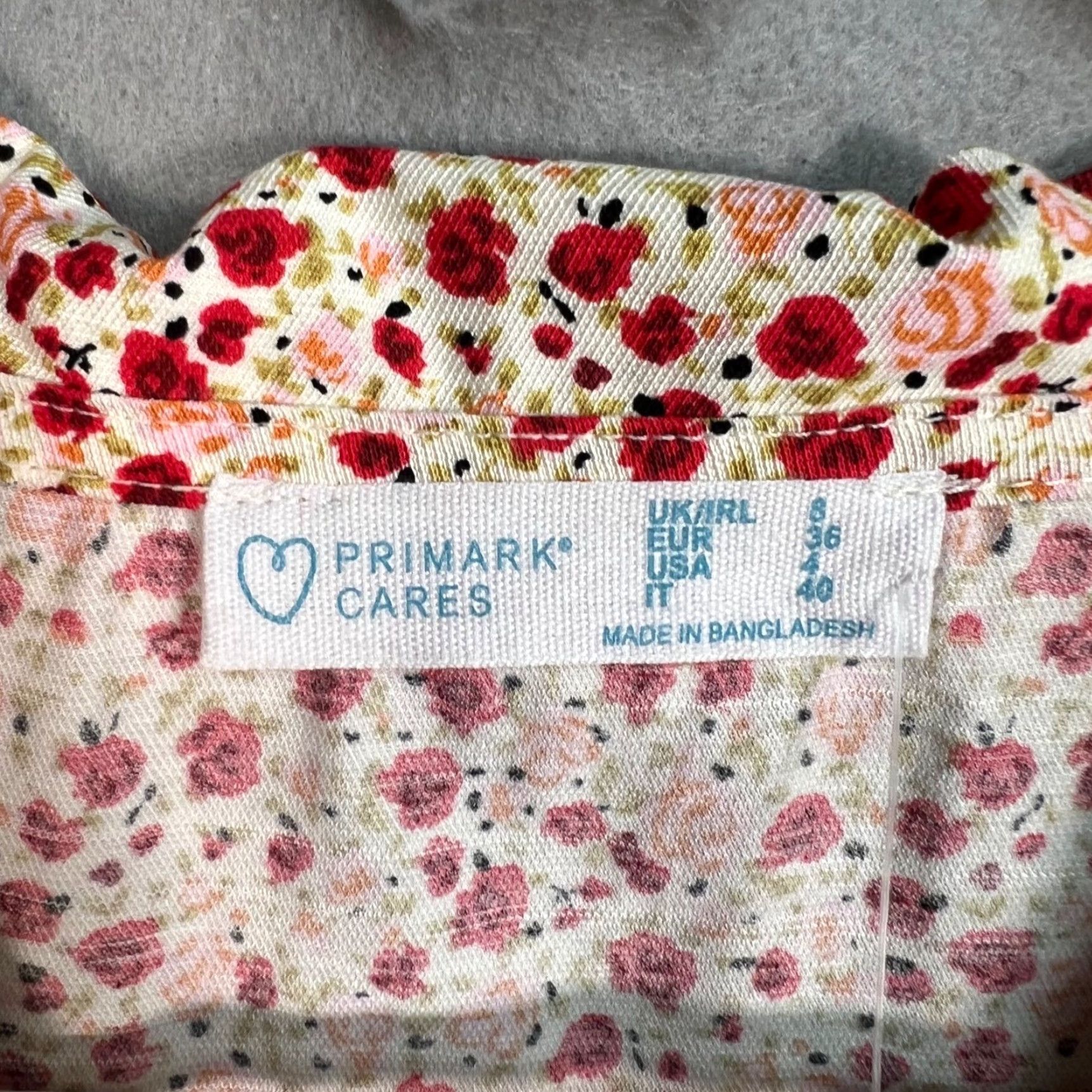 Primark Primark Womens Dress Red Floral V-Neck Short Sleeve A-Line Casual Summer 4 Adult Womens Size 27" / US 4 / IT 40 - 3 Thumbnail