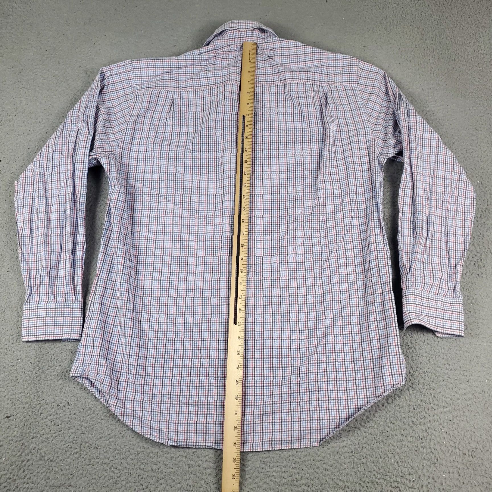 David Donahue David Donahue Shirt Mens Size 16.5 Blue Red Plaid Dress Button Up Long Sleeve Non-Iron Classic Casual Business Size 42R - 3 Thumbnail