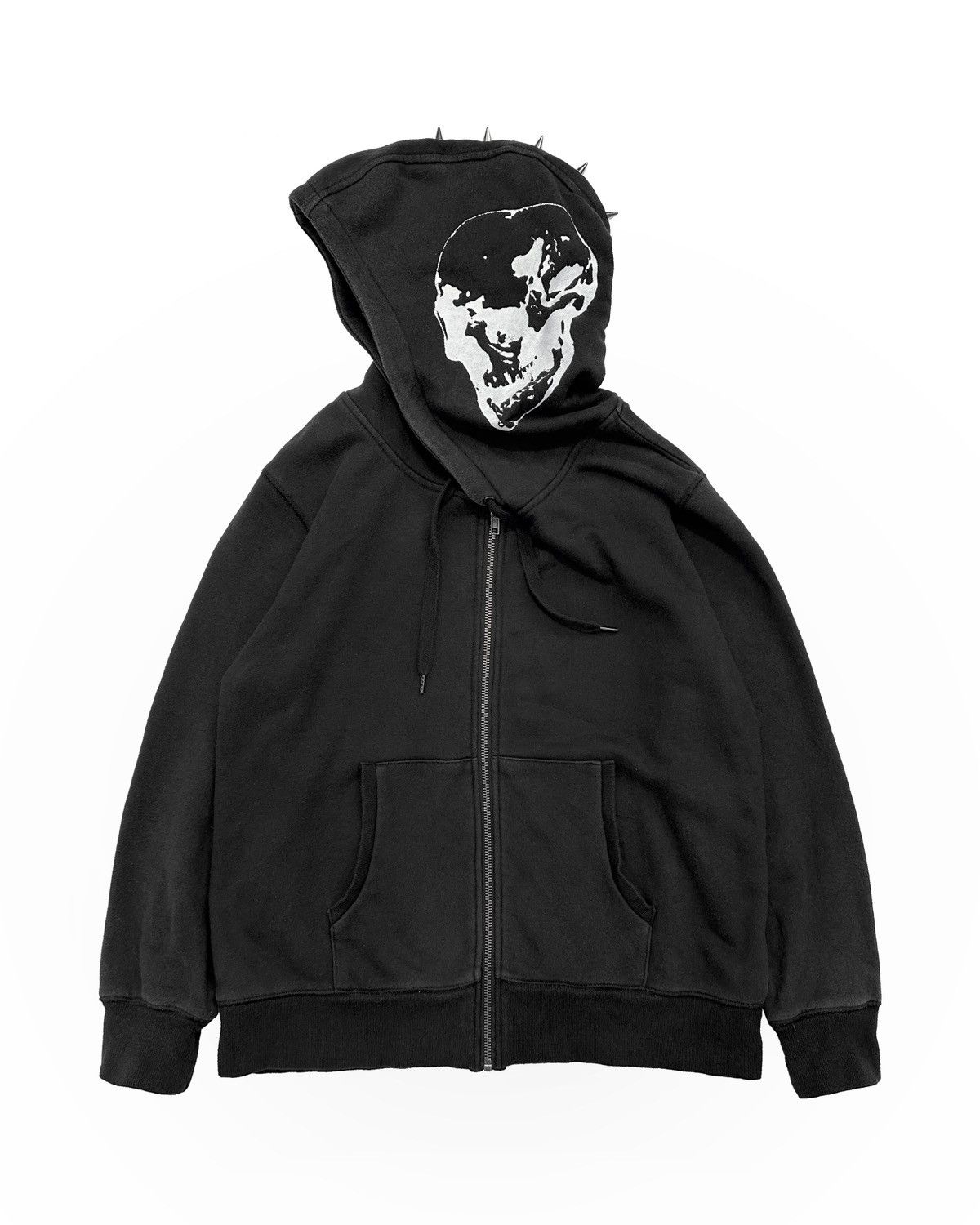 image of If Six Was Nine x Seditionaries Glad News Skull Head Spike Studs Hoodie in Black (Size Medium)