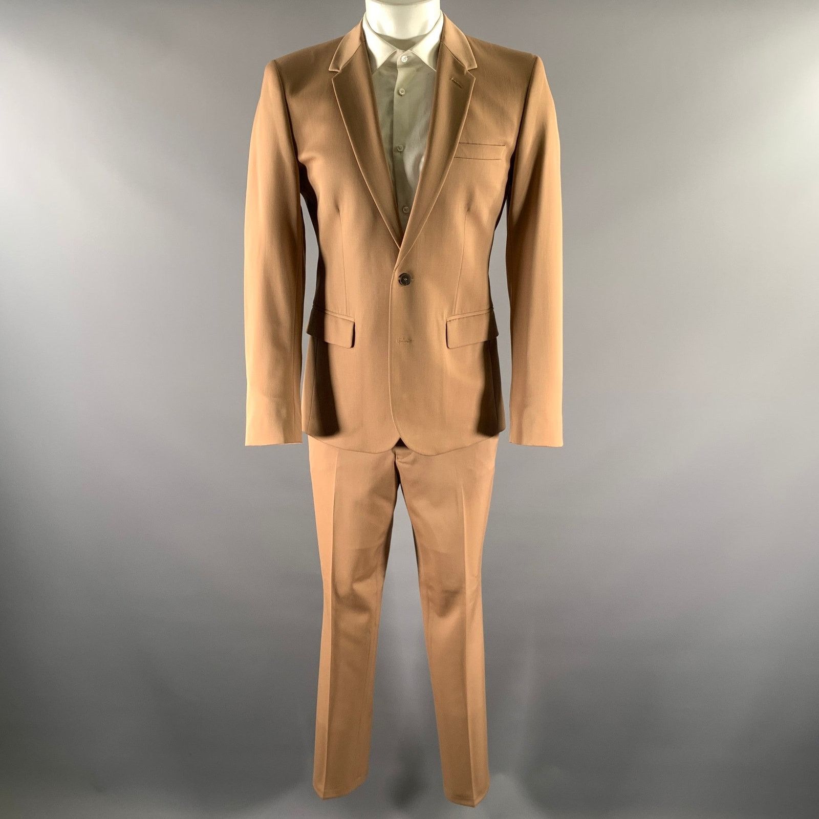 H&M H & M MARGIELA Size 40 Camel Wool Notch Lapel Suit Size 40R - 2 Thumbnail