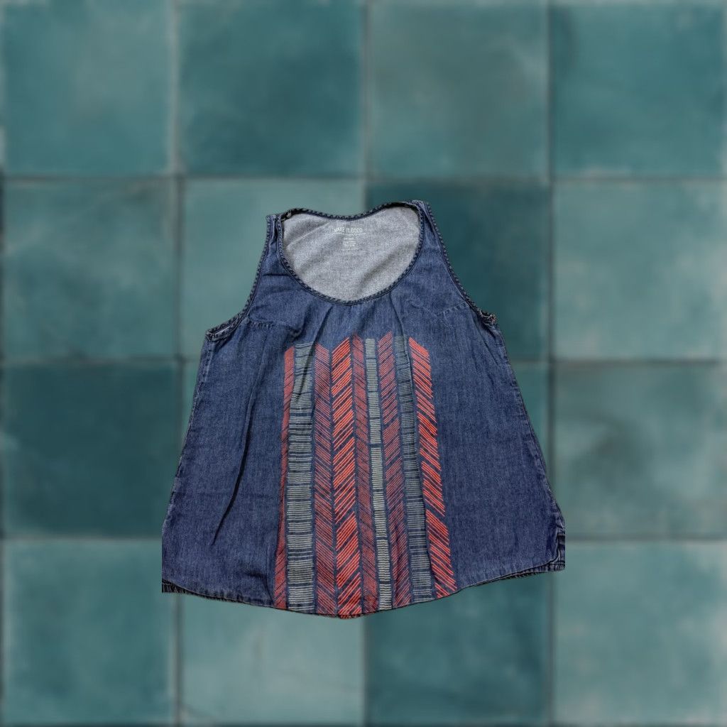 Vintage Make It Good Tank Womens Small Blue Chambray Sleeveless Geometric USA Clothing Tank Top Womens Small Blue Chambray Sleeveless Geometric USA Size S / US 4 / IT 40 - 1 Thumbnail