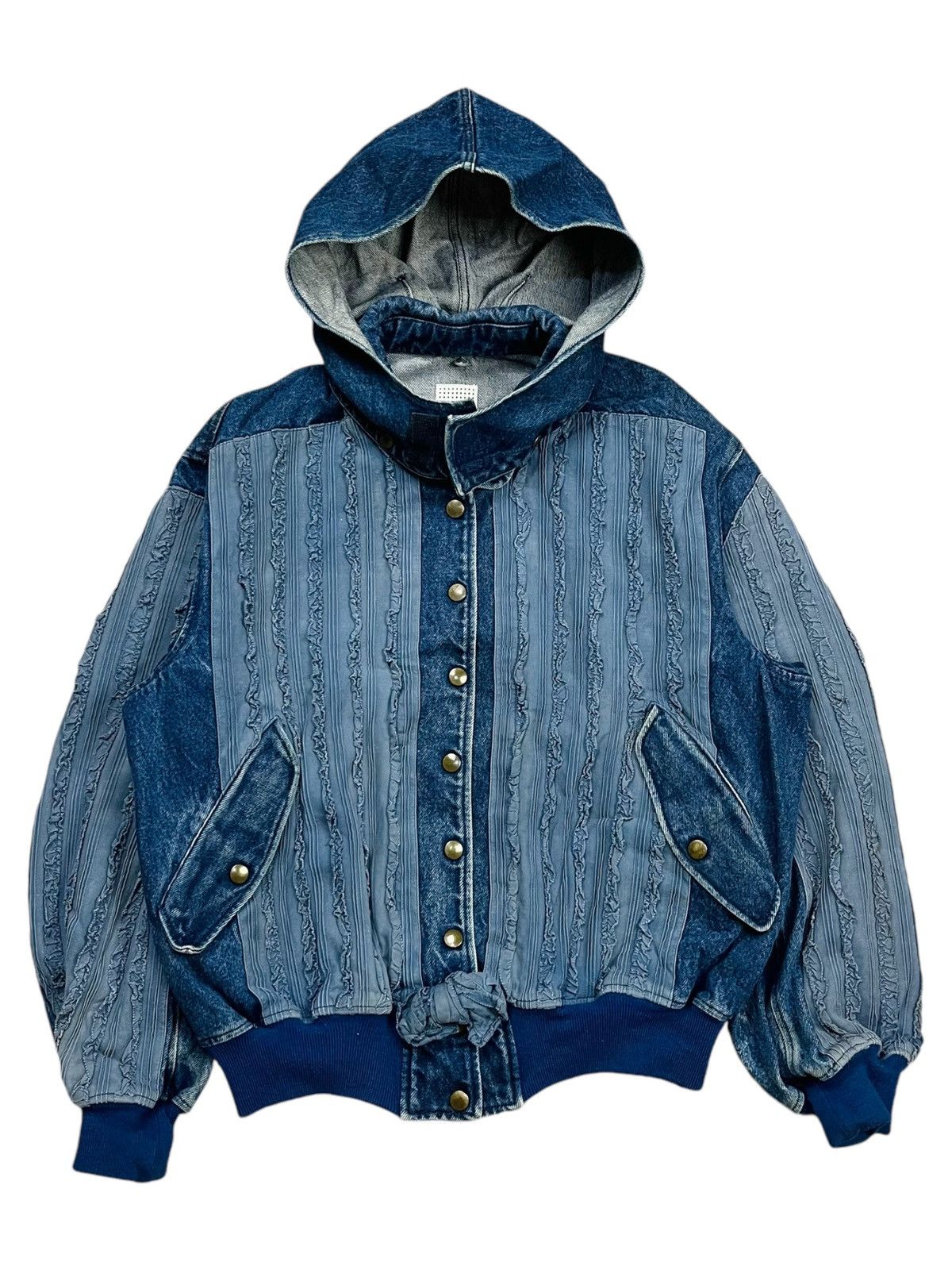 20471120 1980s Isao Kaneko - Ruffle Denim Bono Jacket Size US L / EU 52-54 / 3 - 2 Thumbnail