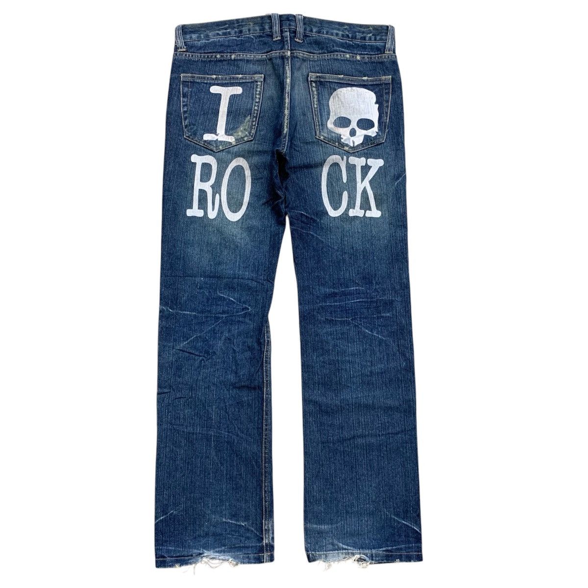 If Six Was Nine 2000’s Limited Skull Distressed Denim Pants Size US 35 - 10 Thumbnail
