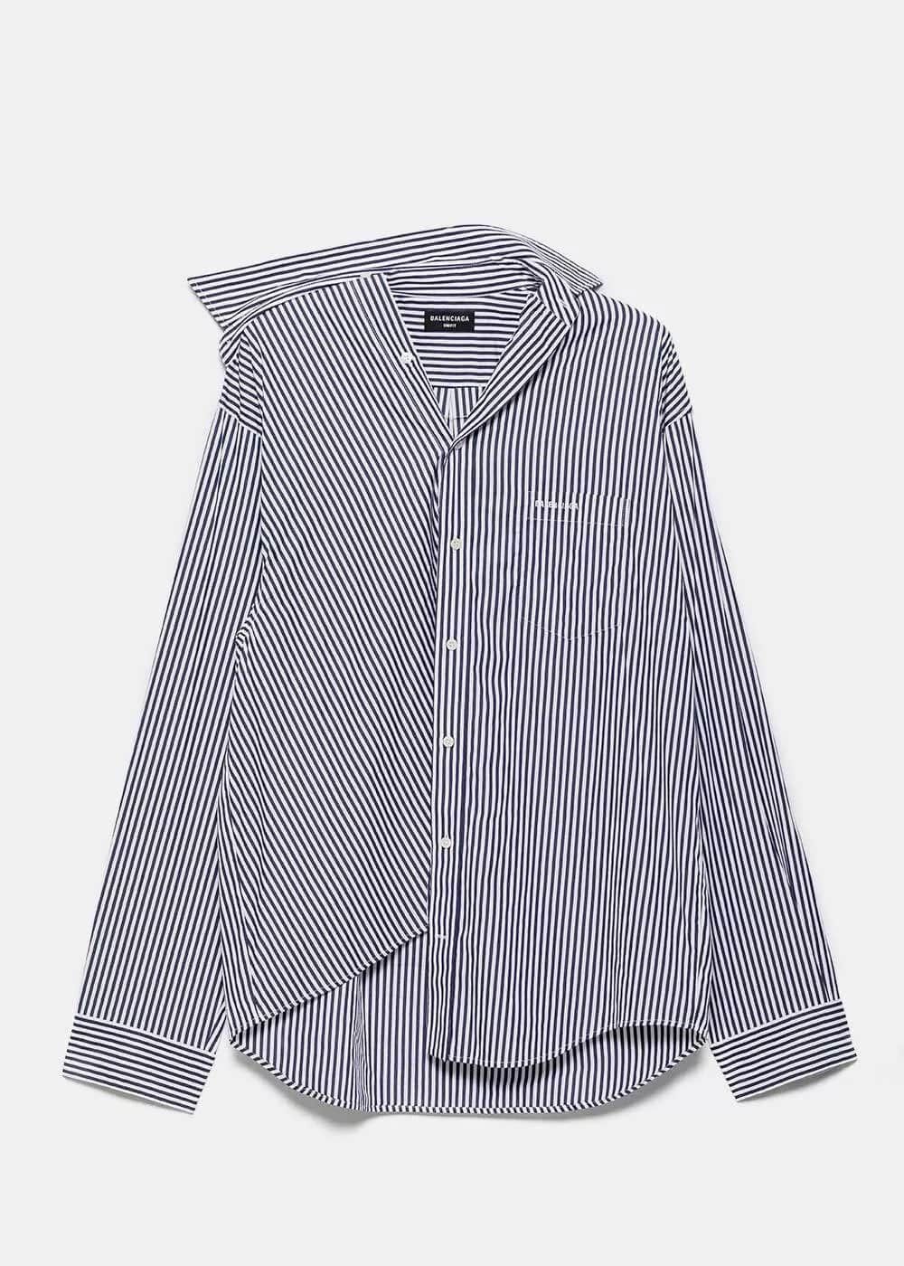 Balenciaga Balenciaga Blue Asymmetrical Twisted Poplin Boyfriend Shirt Size XS / US 0-2 / IT 36-38 - 1 Thumbnail