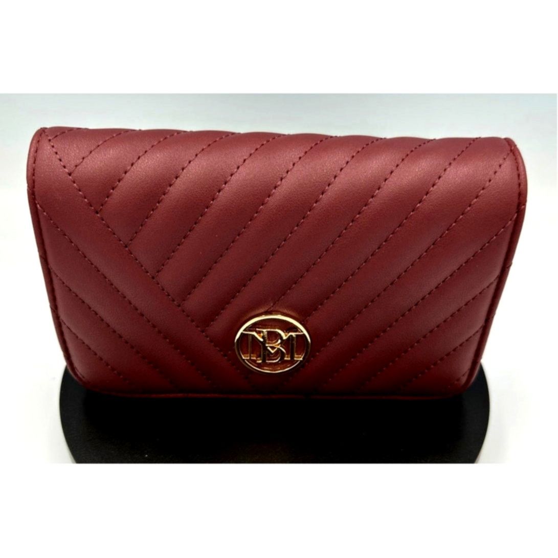 Badgley Mischka Badgley Mischka Quilted Bag Round Logo Plate - Plum Size ONE SIZE - 3 Thumbnail