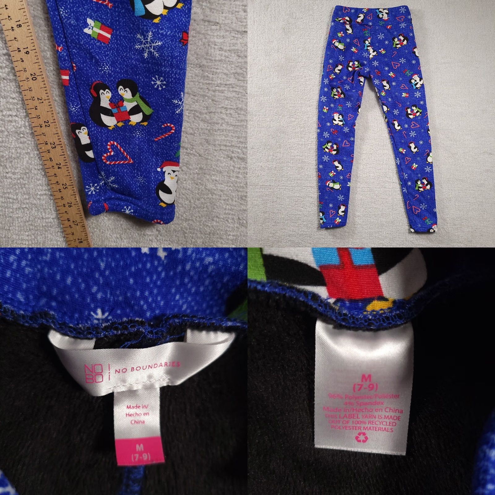 Vintage No Boundaries Leggings Leggings Juniors M Blue Winter Holiday Penguins Size 32" / US 10 / IT 46 - 8 Thumbnail