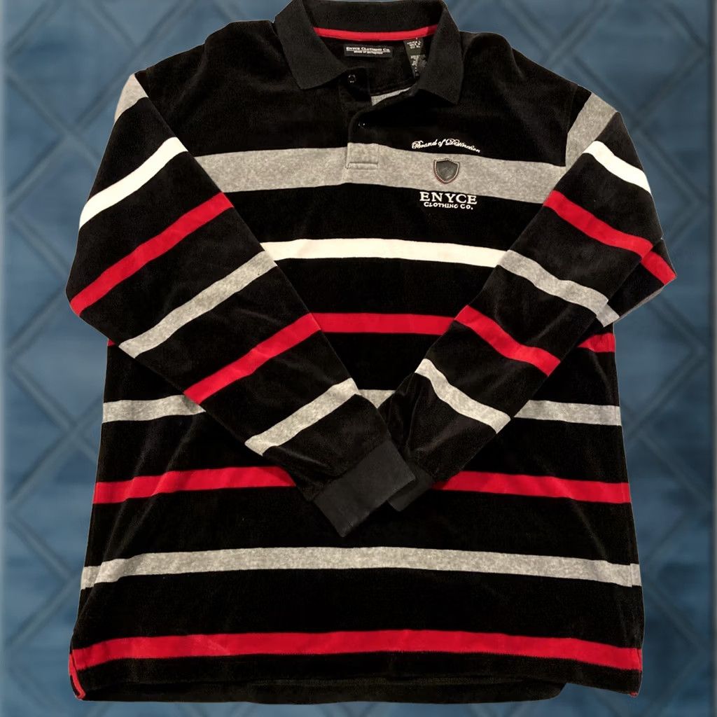 Enyce VINTAGE Enyce Shirt Large Black Velour Long Sleeve Polo Embroidered Size Size US L / EU 52-54 / 3 - 1 Thumbnail