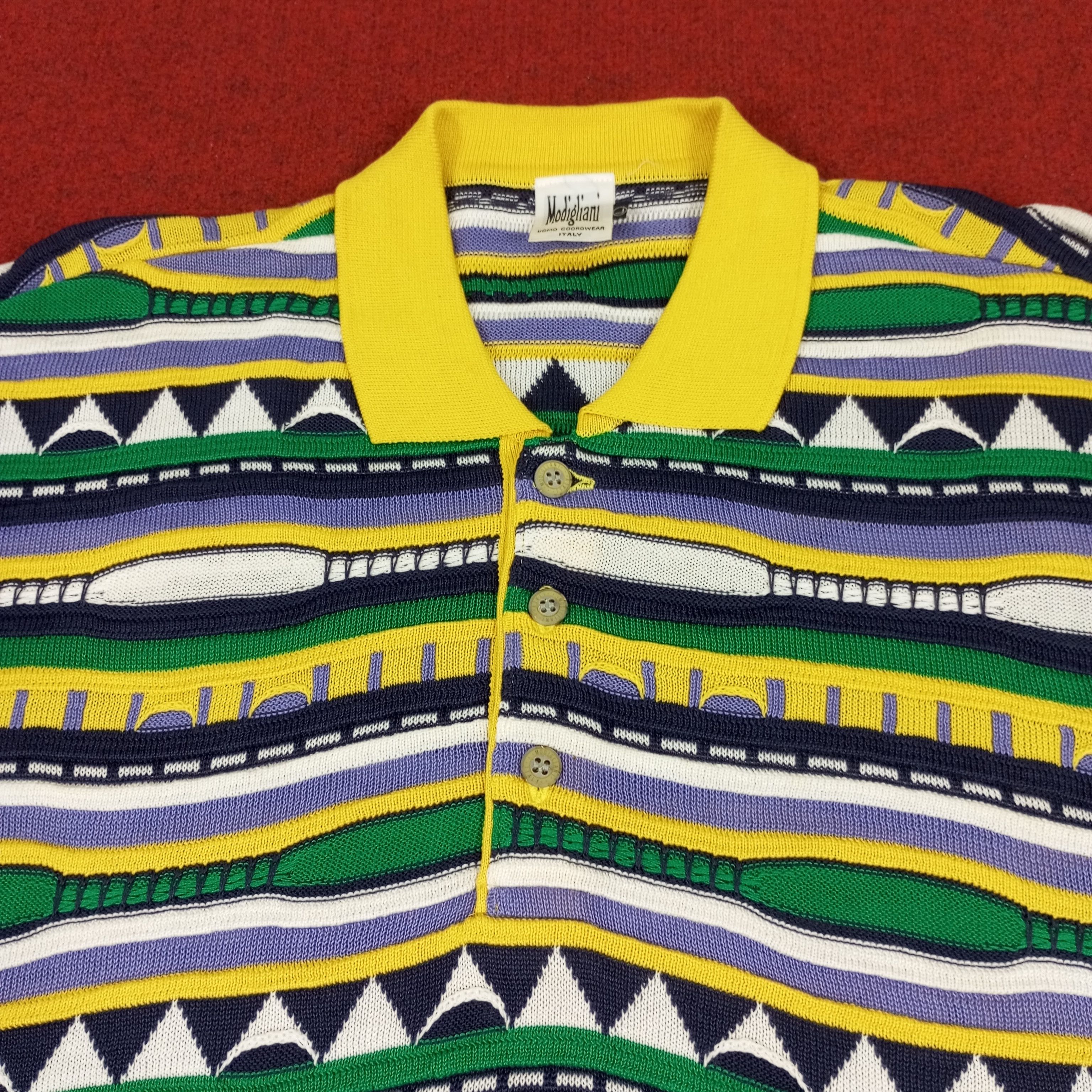 Coogi × Vintage Modigliani Stripes Art Style Design Polos Size US M / EU 48-50 / 2 - 2 Thumbnail
