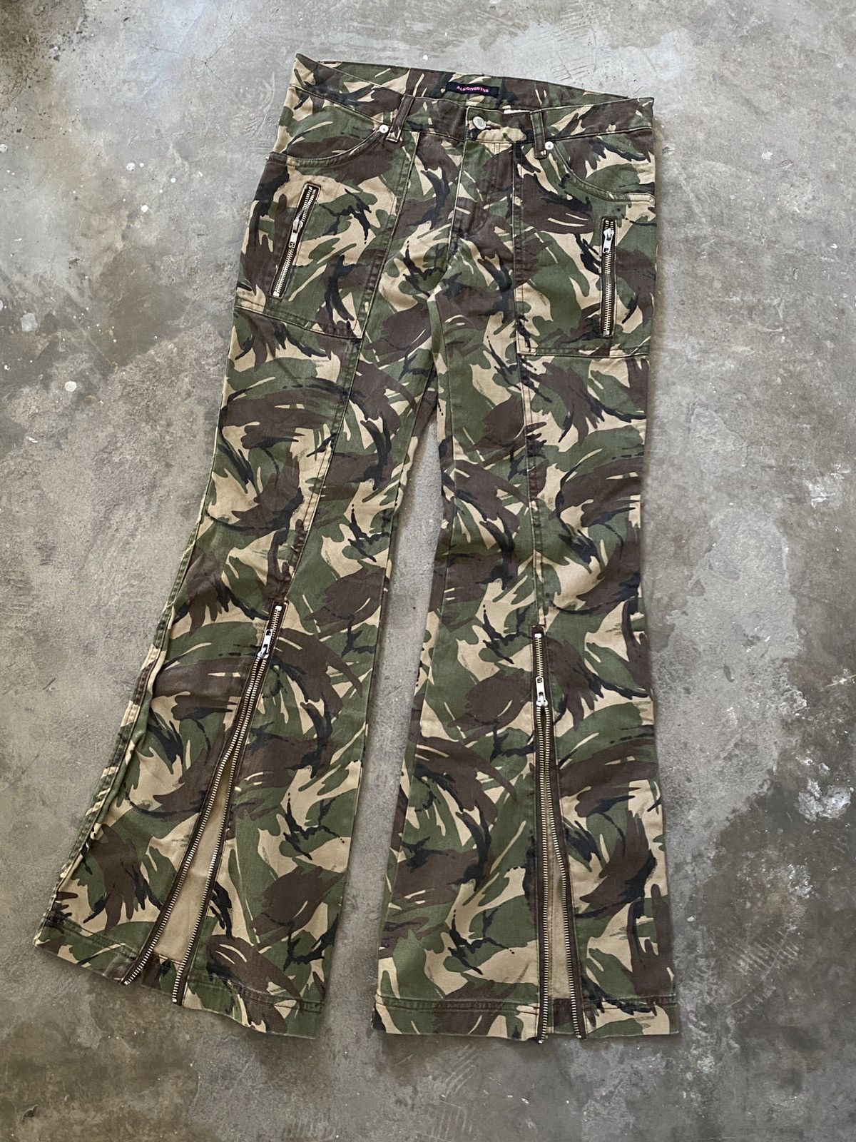 If Six Was Nine 2000s Algonquins - Punk Camo Flared Pants Vkei Size US 32 / EU 48 - 5 Thumbnail