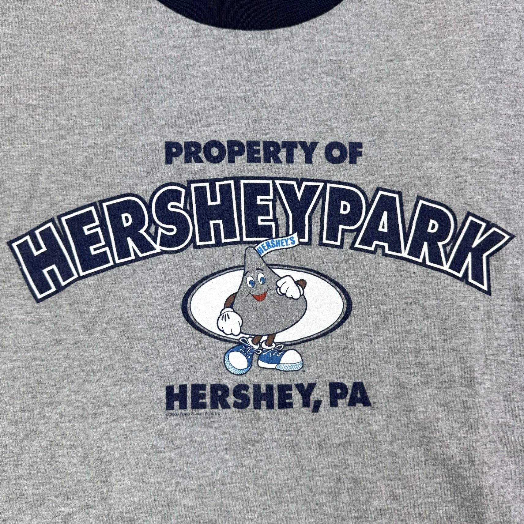 Anvil VINTAGE Hershey Park Ringer T Shirt Adult M Gray Candy Hersheys Kiss Y2K 90s Mens Size US M / EU 48-50 / 2 - 2 Thumbnail