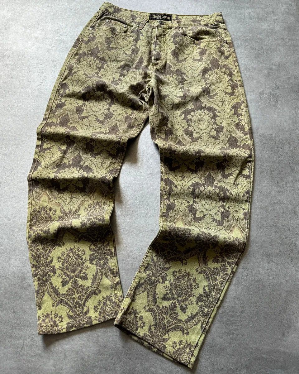 Designer × Roberto Cavalli × Vintage 1990s Roberto Cavalli Green Arabic Mozaic Pants Size US 32 / EU 48 - 2 Thumbnail