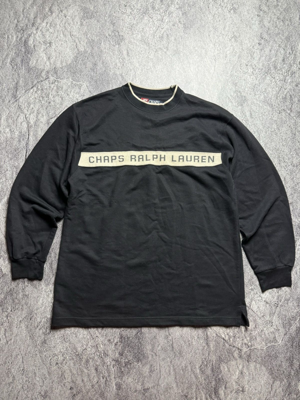 Ralph Lauren CHAPS One-Point Logo Sweatshirt, Men's Size L unclear gray type Vintage Second Hand
