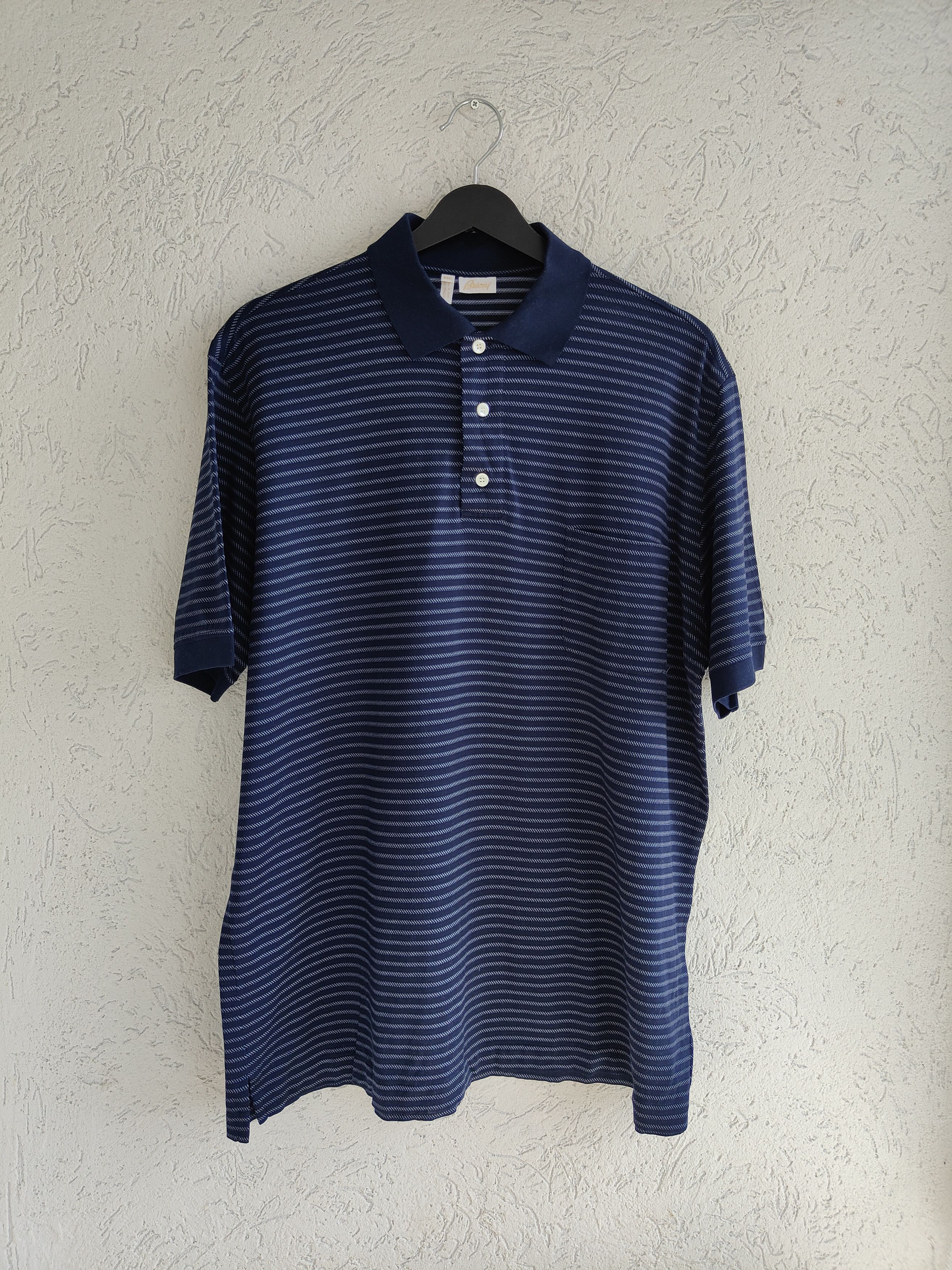 image of Brioni Lightweight Cotton Polo Shirt in Blue, Men's (Size 2XL)