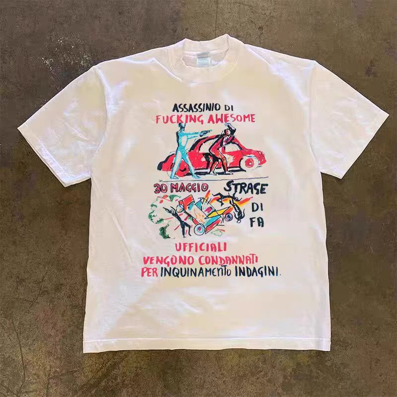 Japanese Brand × Vintage #5 Hip Hop Fun Graffiti Print Loose Short Sleeve T-Shirt Size US M / EU 48-50 / 2 - 3 Thumbnail