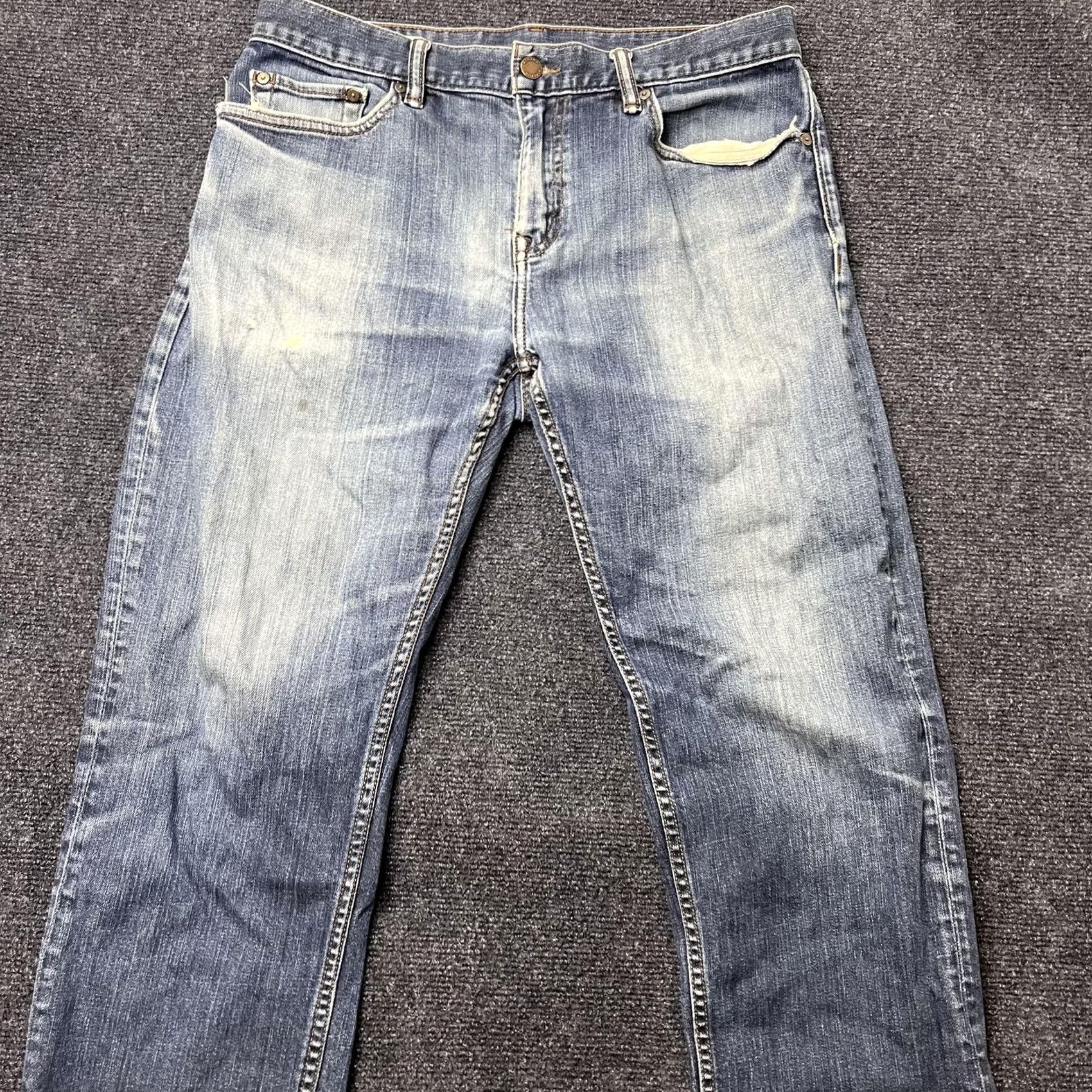 Banana Republic Banana Republic Straight Jeans Mens 33x30 Medium Wash Blue Denim Distressed Straight Leg Jeans Mens Size US 33 - 2 Thumbnail