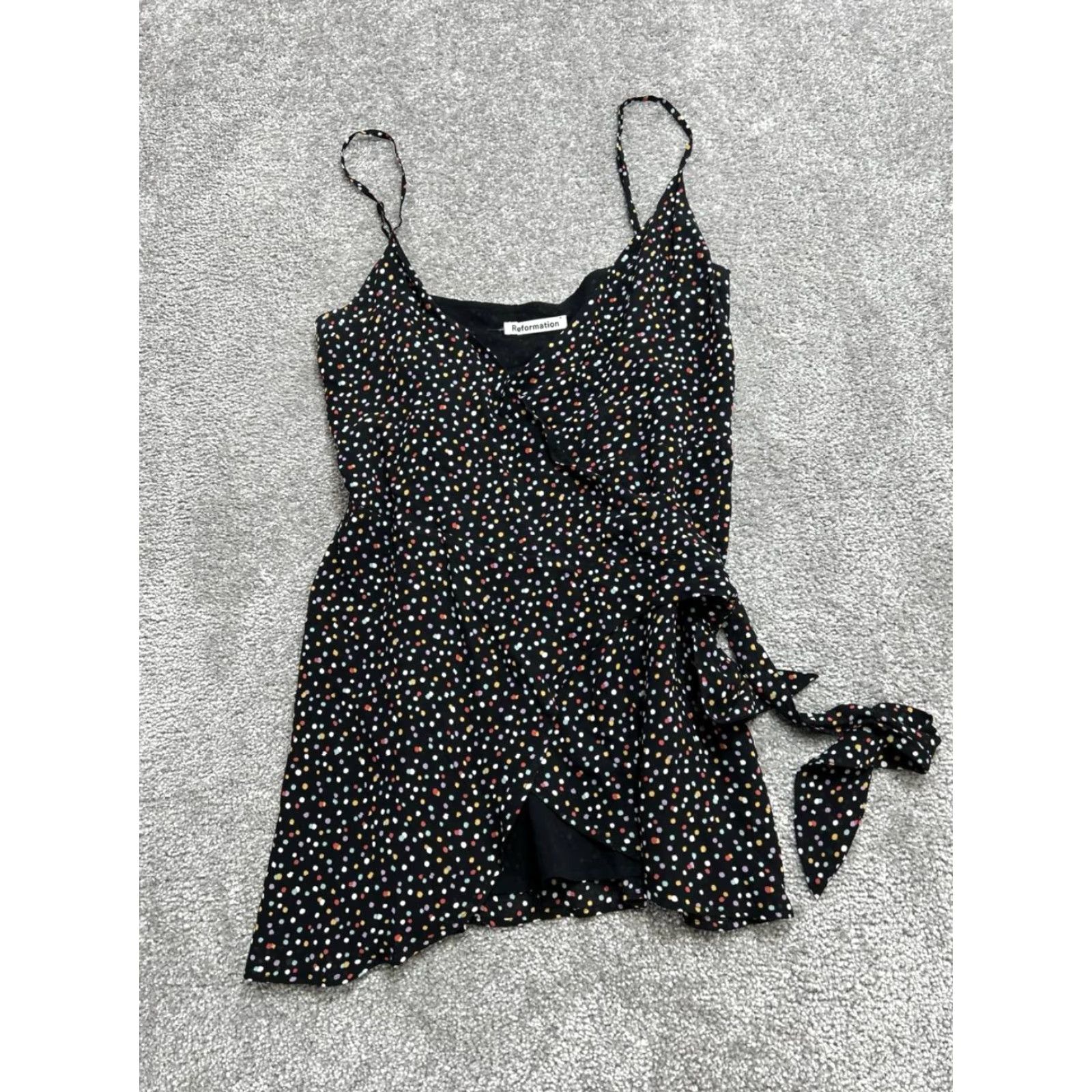 Reformation Reformation Dress Women Small Black Polka Dot Surplice Neck Wrap Troppo Confetti Size S / US 4 / IT 40 - 2 Thumbnail