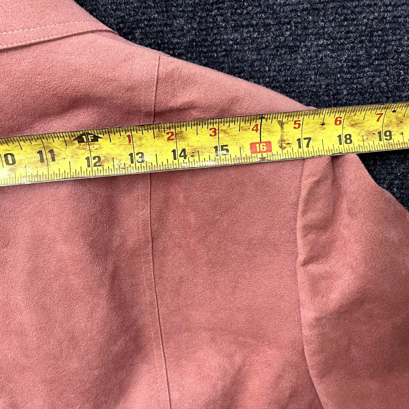 Vintage Blazer Jacket Womens Medium Pink Faux Suede Lined Notch Lapel Career Work Office Size M / US 6-8 / IT 42-44 - 5 Thumbnail