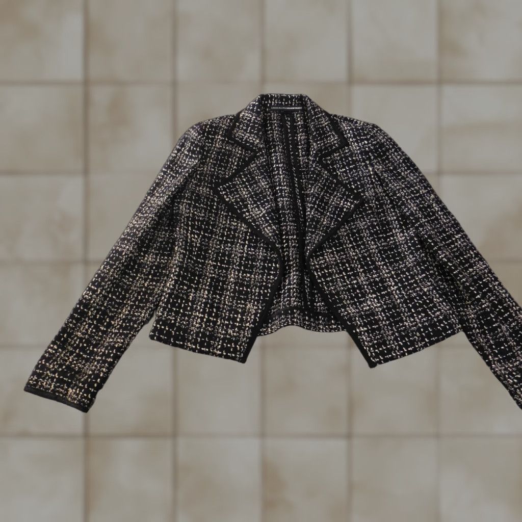Ellen Tracy Linda Allard Ellen Tracy Blazer Jacket Women 6 Black Wool Plaid Open Zip Lined Wool Blend Regular Wool Coat/Blazer Women Men Size M / US 6-8 / IT 42-44 - 1 Thumbnail