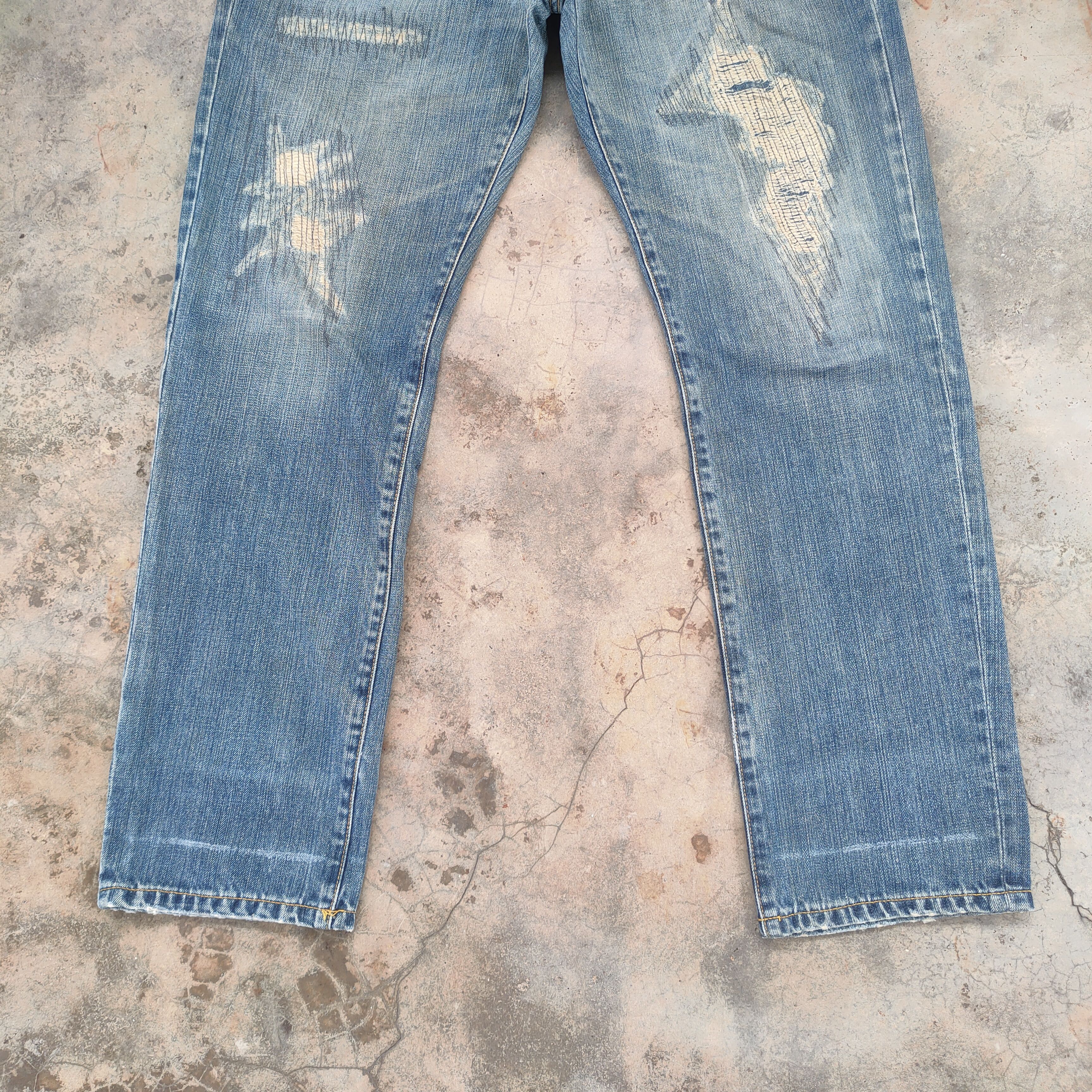 Japanese Brand # VINTAGE JAPANESE FADED DISTRESSED JEAN DENIM PANTS Size US 34 / EU 50 - 4 Thumbnail