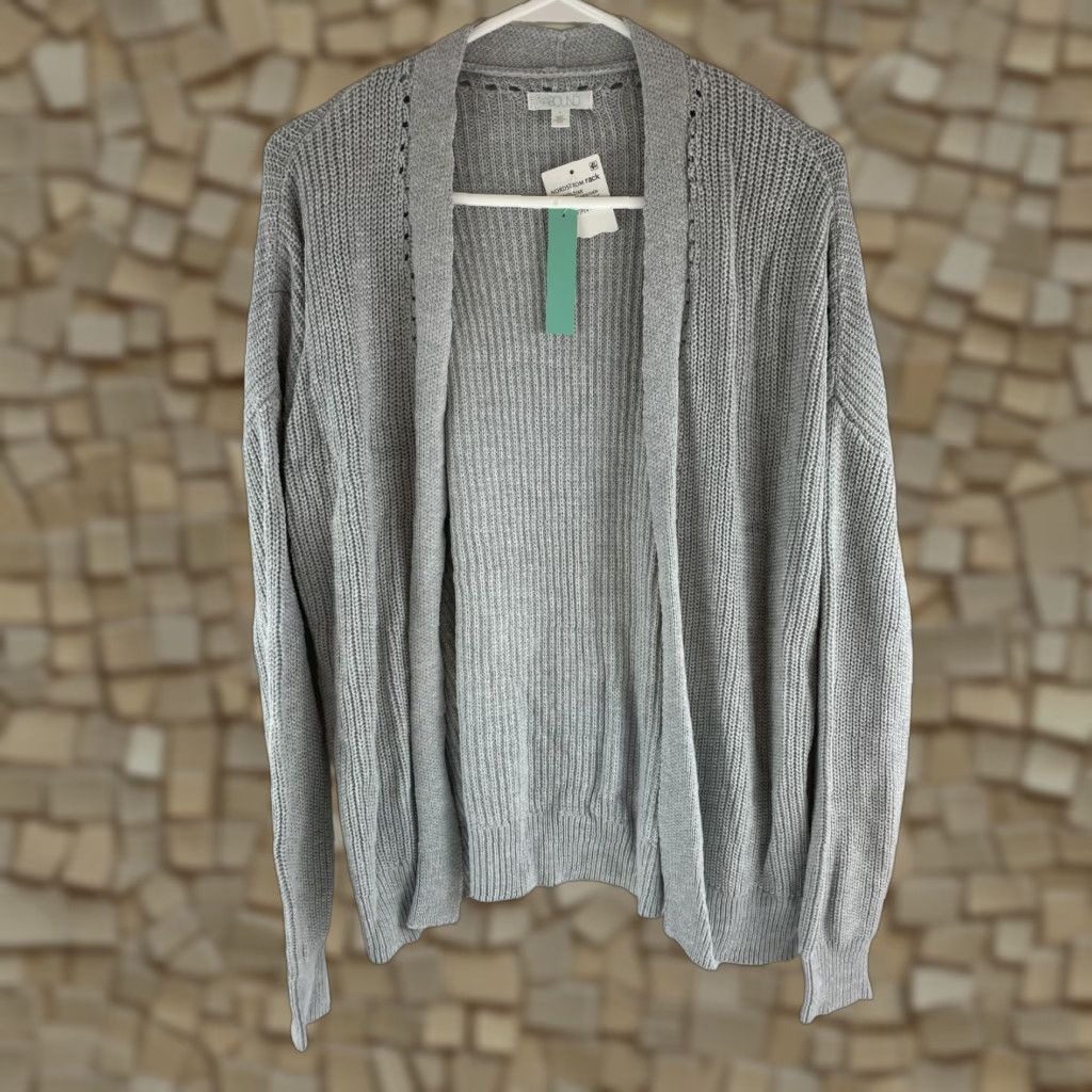 Vintage ABOUND Sweater Cardigan Women's Small Gray Long Sleeve Open Knit NWT Size S / US 4 / IT 40 - 1 Thumbnail
