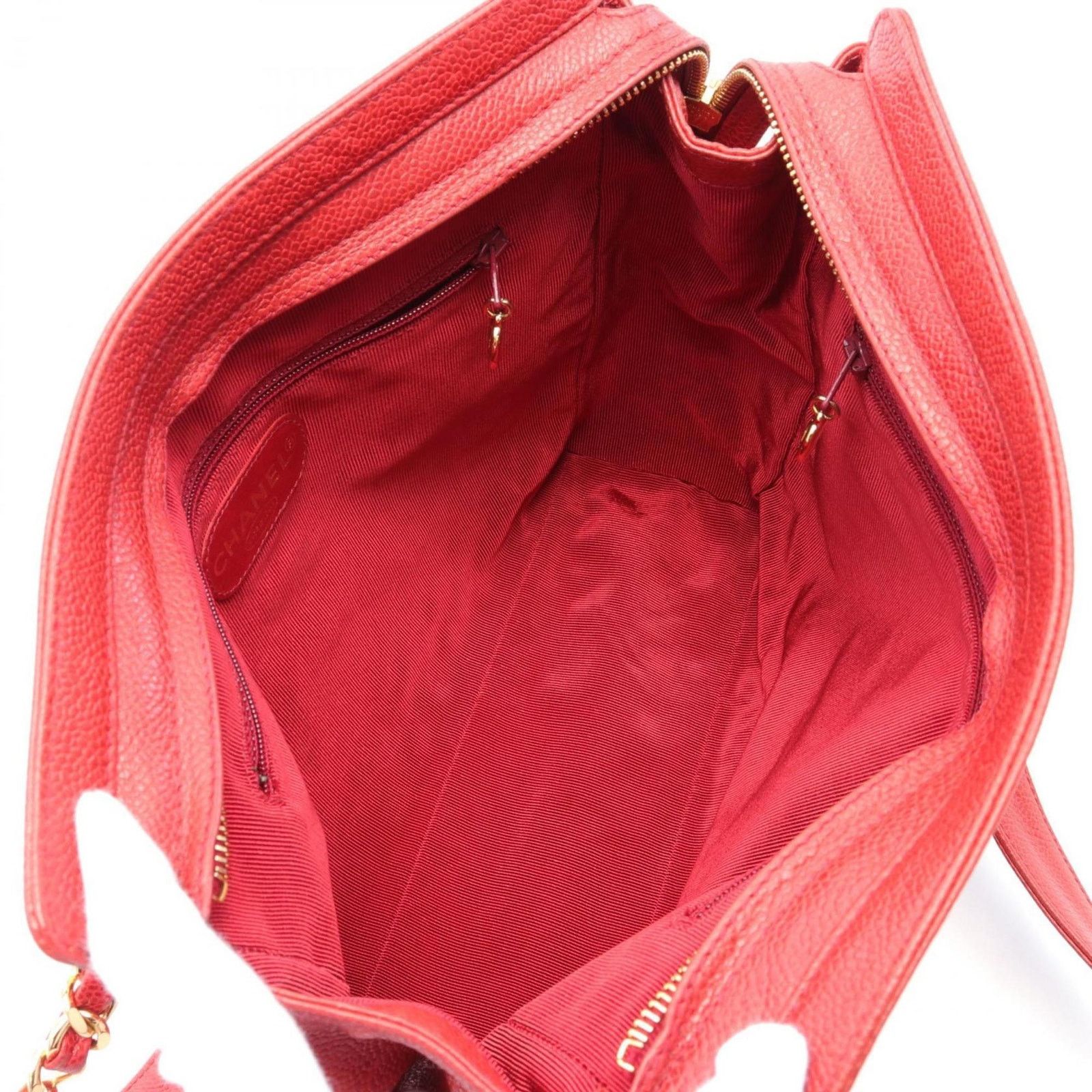 Chanel Red Caviar Leather Shoulder Bag