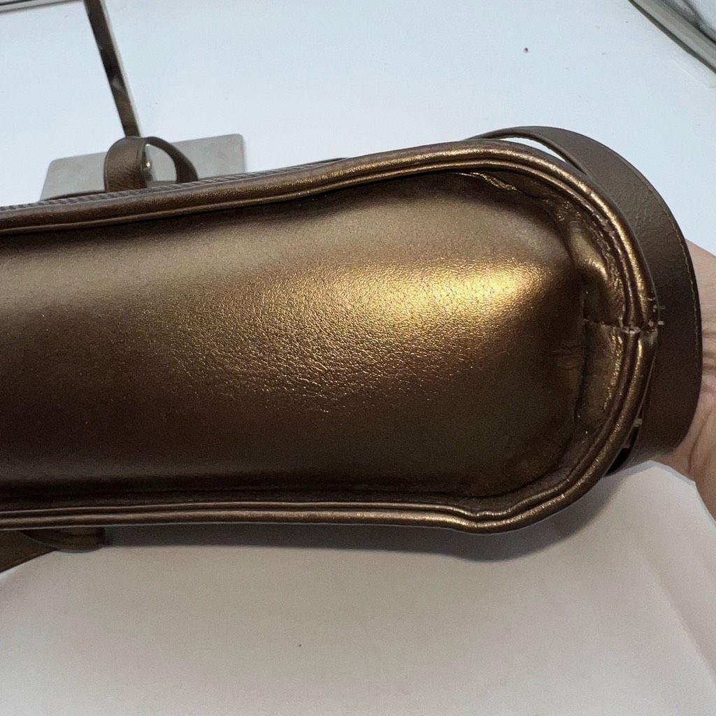 Stuart Weitzman Stuart Weitzman Made in Spain Vintage Pebbled Copper Leather with Lambskin Structured Bag Size ONE SIZE - 4 Thumbnail
