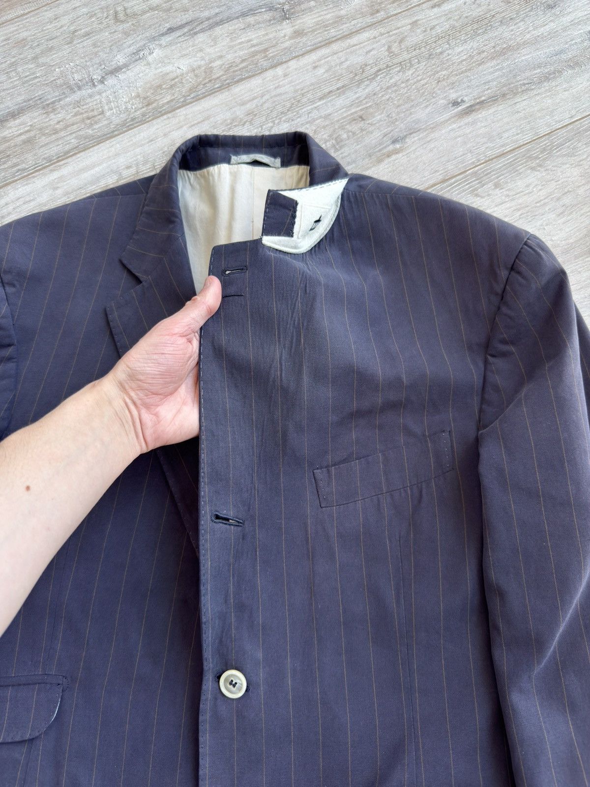 Brunello Cucinelli Brunello Cucinelli Pinstripe Cotton Cashmere Blazer Size 44R - 12 Thumbnail