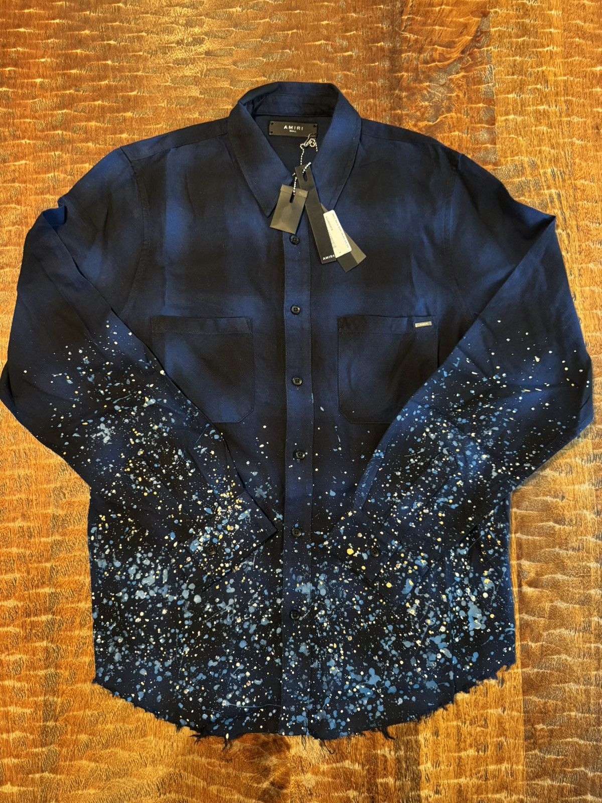 Amiri Amiri Crystal Painter Blue Flannel Shirt Size US S / EU 44-46 / 1 - 1 Thumbnail
