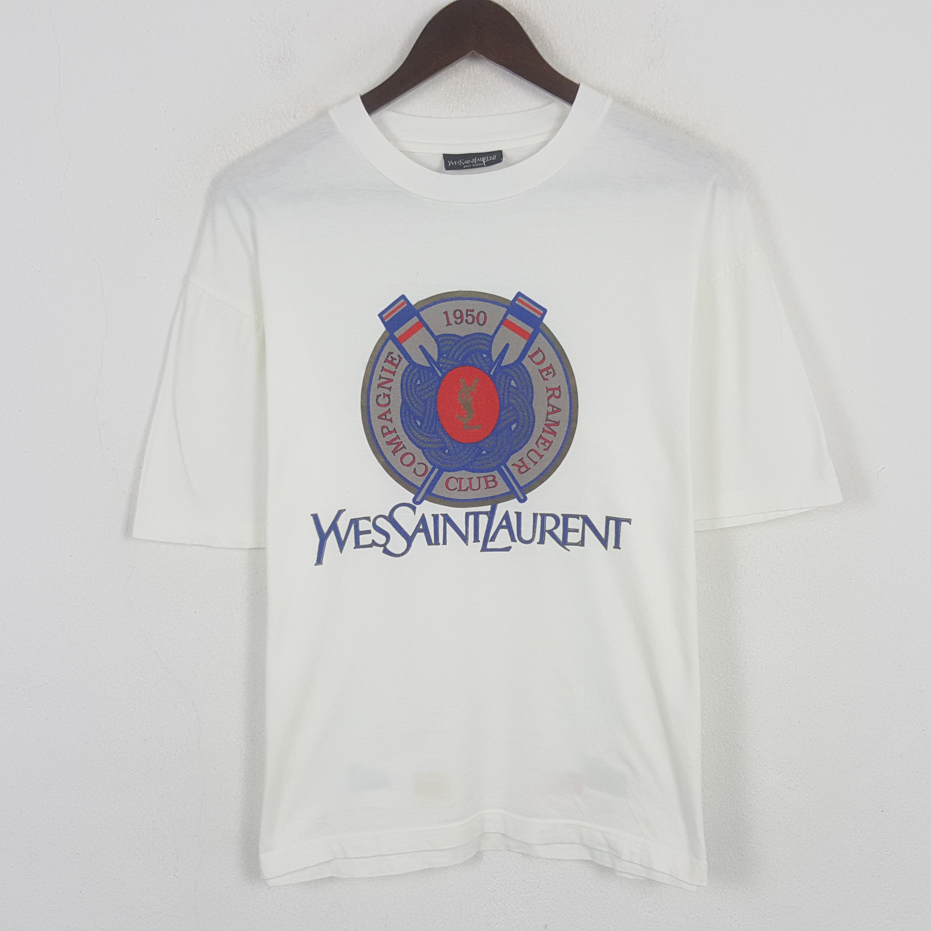 Yves Saint Laurent Vintage Yves Saint Laurent Big Logo Tshirt Size US L / EU 52-54 / 3 - 1 Thumbnail