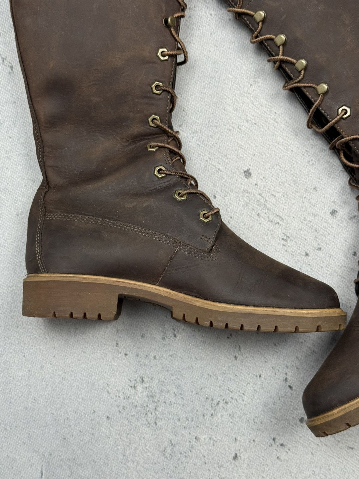 Timberland Vintage Timberland Tall Lace-Up Leather Boots Brown Women’s Size US 7 / IT 37 - 14 Thumbnail