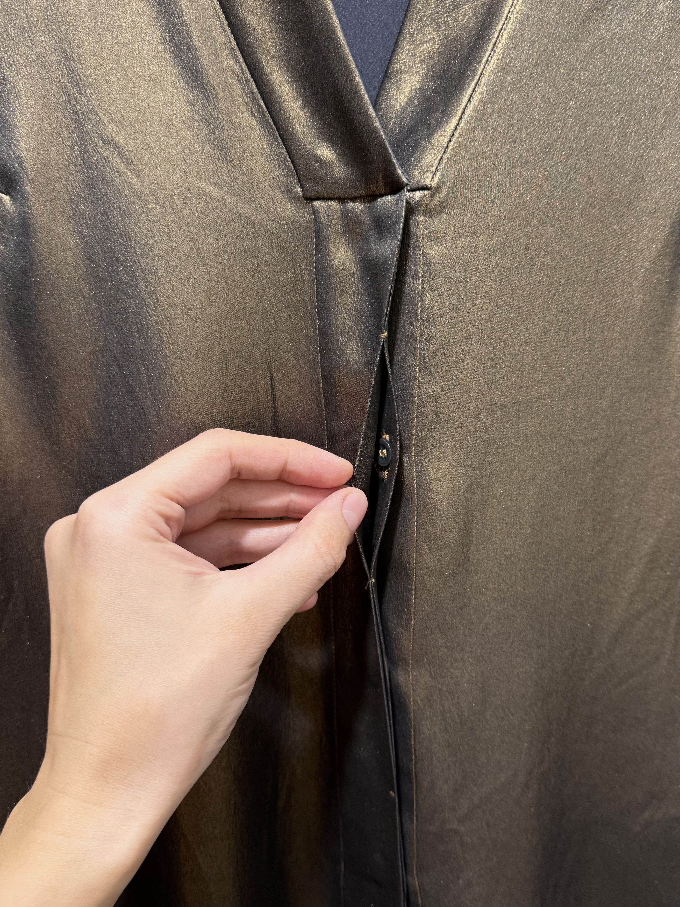 Brunello Cucinelli Women's Brunello Cucinelli Pure Silk Bronze Blouse Shirt Size L / US 10 / IT 46 - 8 Thumbnail