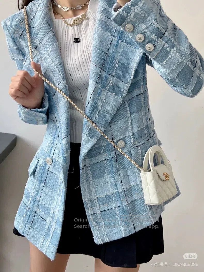 Chanel Chanel Blue plaid jacket Size XS / US 0-2 / IT 36-38 - 7 Thumbnail