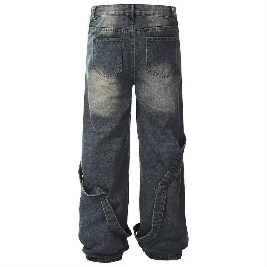 Japanese Brand Design Hip Hop Baggy Washed Retro Loose Jeans y2k Size US 34 / EU 50 - 3 Thumbnail