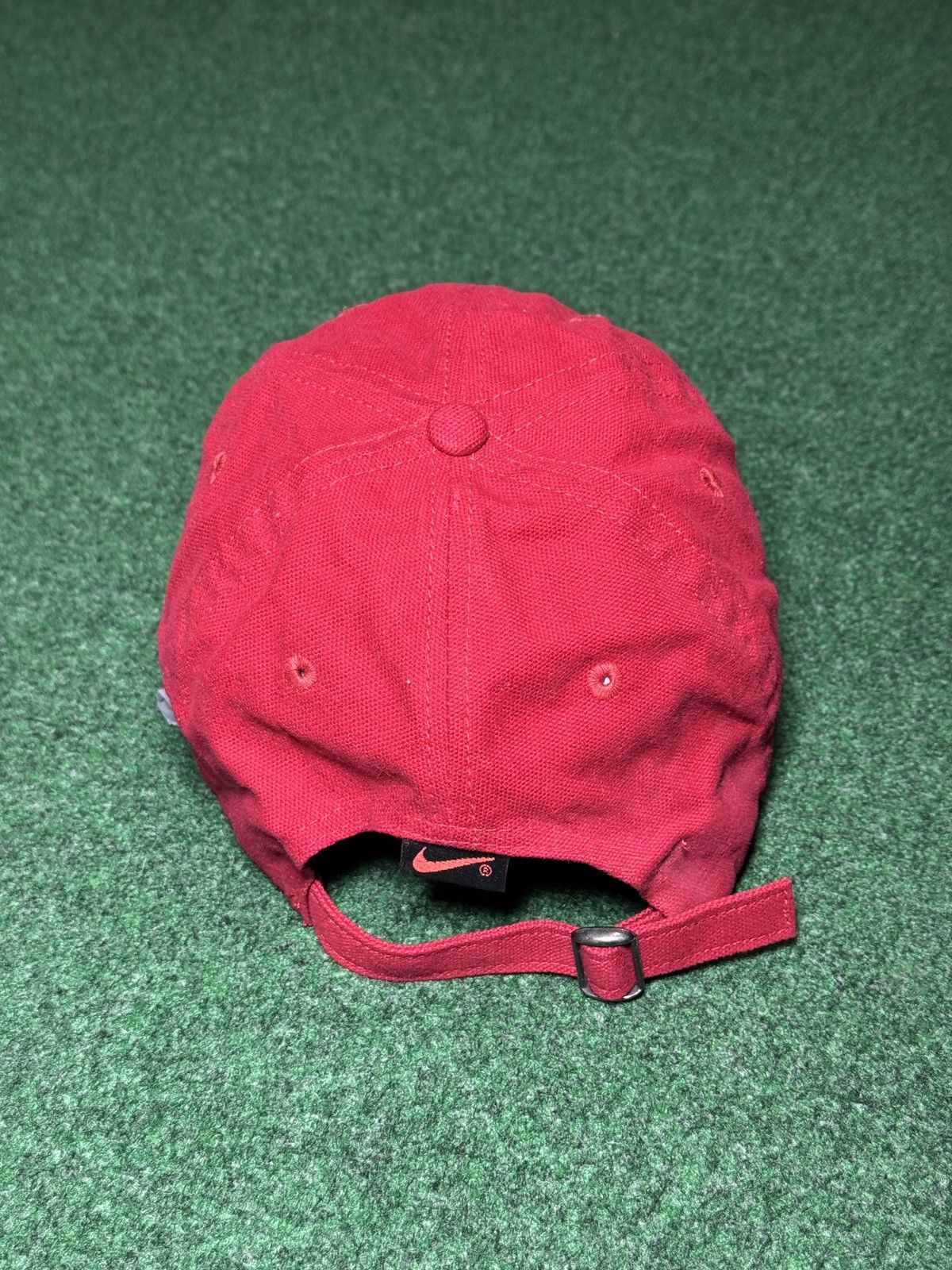 Nike Vintage Nike 90s Swoosh Check Strapback Red Baseball Hat Size ONE SIZE - 3 Thumbnail