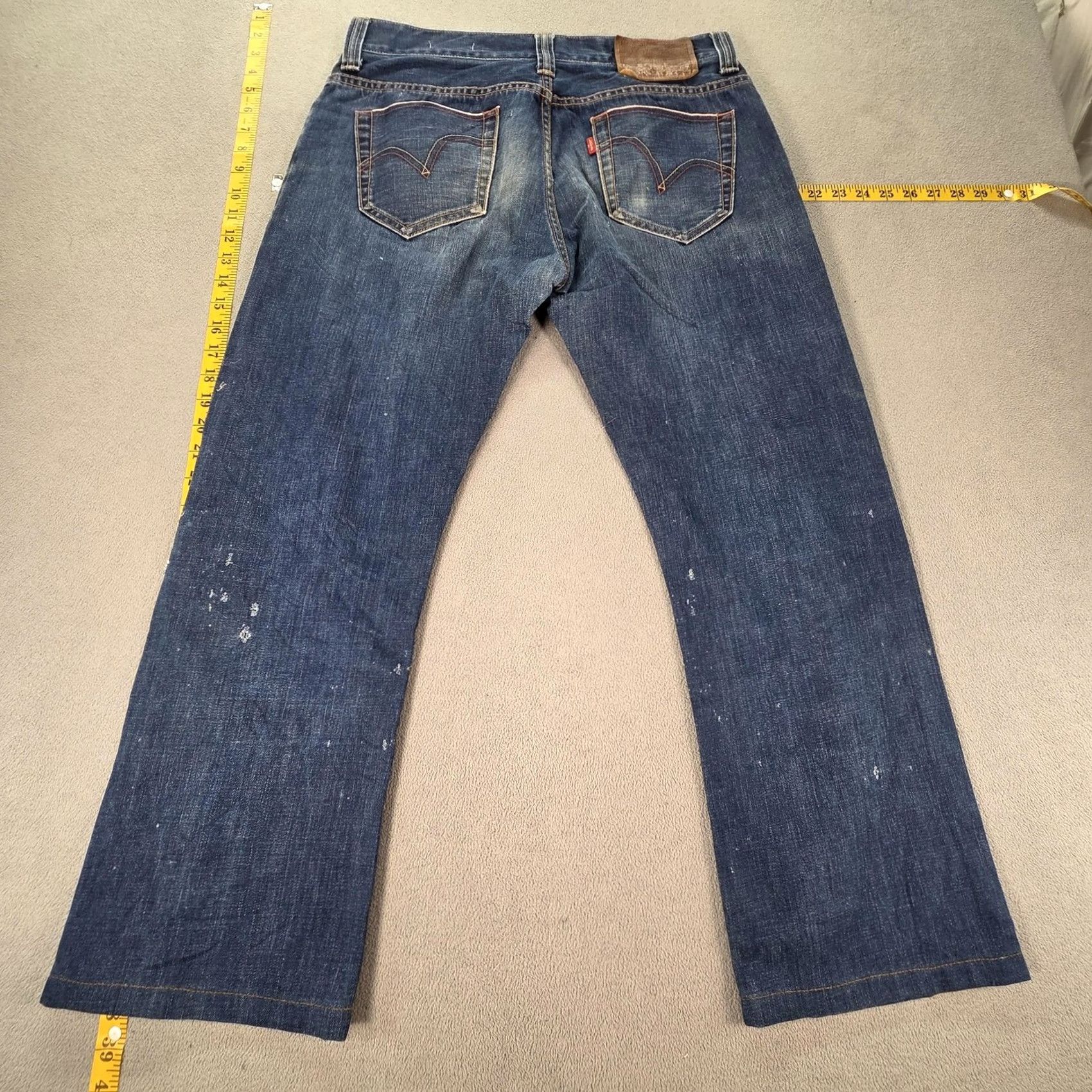 Levi's Levis Jeans Mens Blue Med Wash Straight 31x26 Distressed Pockets Logo 32 Regular Inseam 34 Denim Cotton Zip Vintage No Accents Size US 32 / EU 48 - 2 Thumbnail