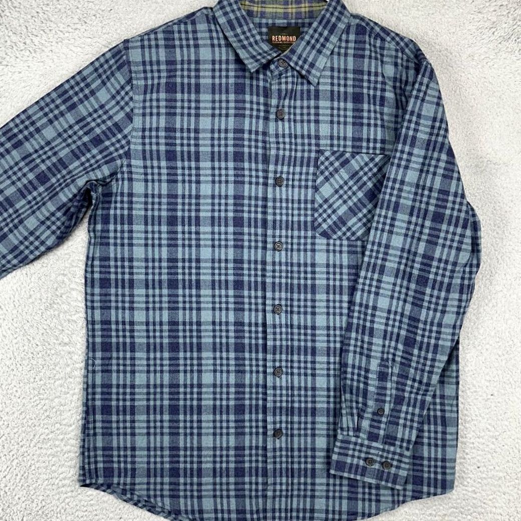 Vintage Redmond Flannel Shirt Mens Large Blue Plaid Button-Up Long Sleeve Casual Pocket Shirt Size US L / EU 52-54 / 3 - 2 Thumbnail