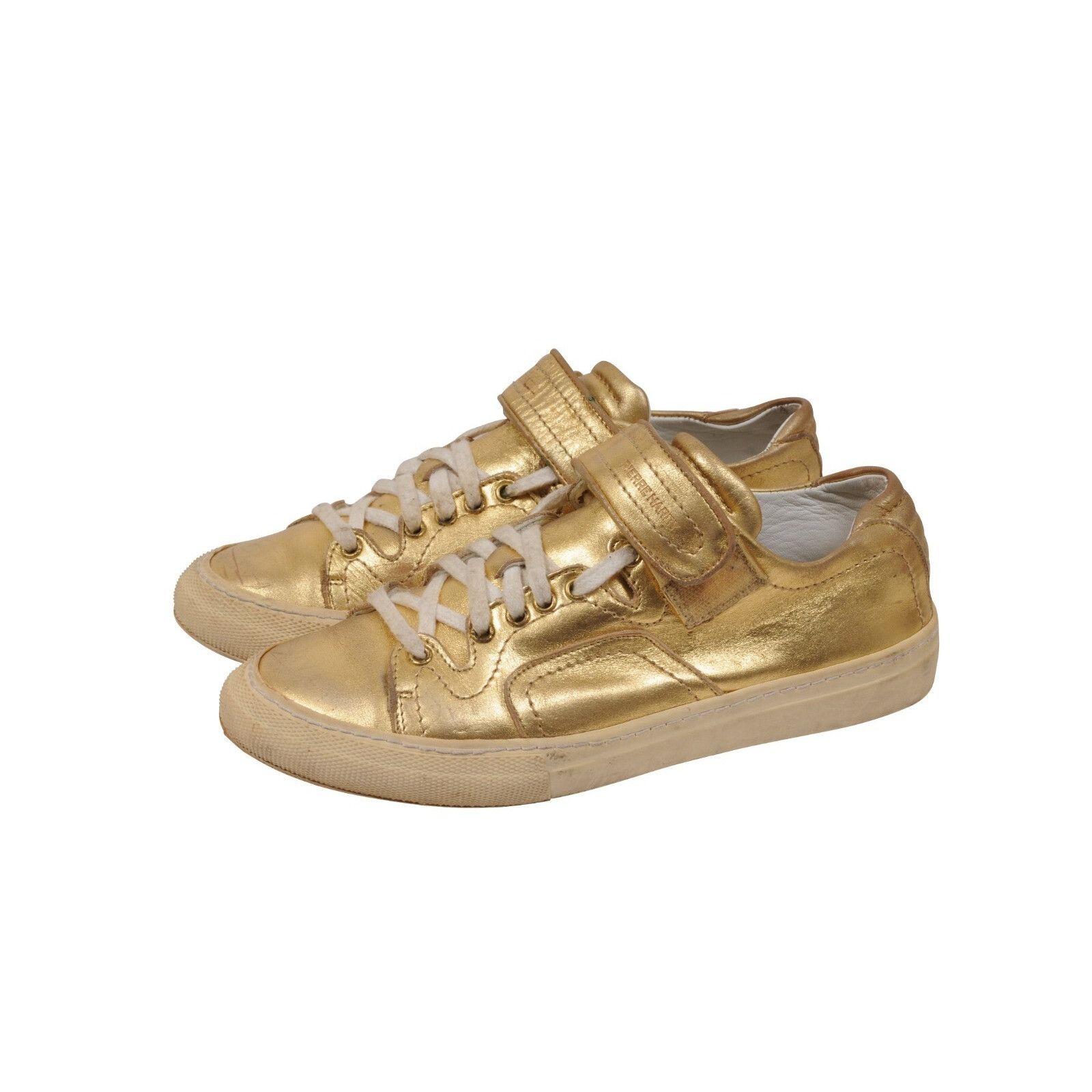 Pierre Hardy Low Top Strap Sneakers Gold Leather Size US 8 / IT 38 - 5 Thumbnail