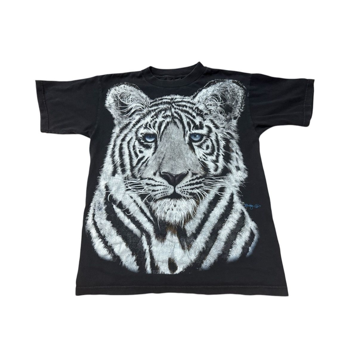 Vintage Vintage 90s White Tiger Big Mega Print T Shirt Size US M / EU 48-50 / 2 - 1 Thumbnail