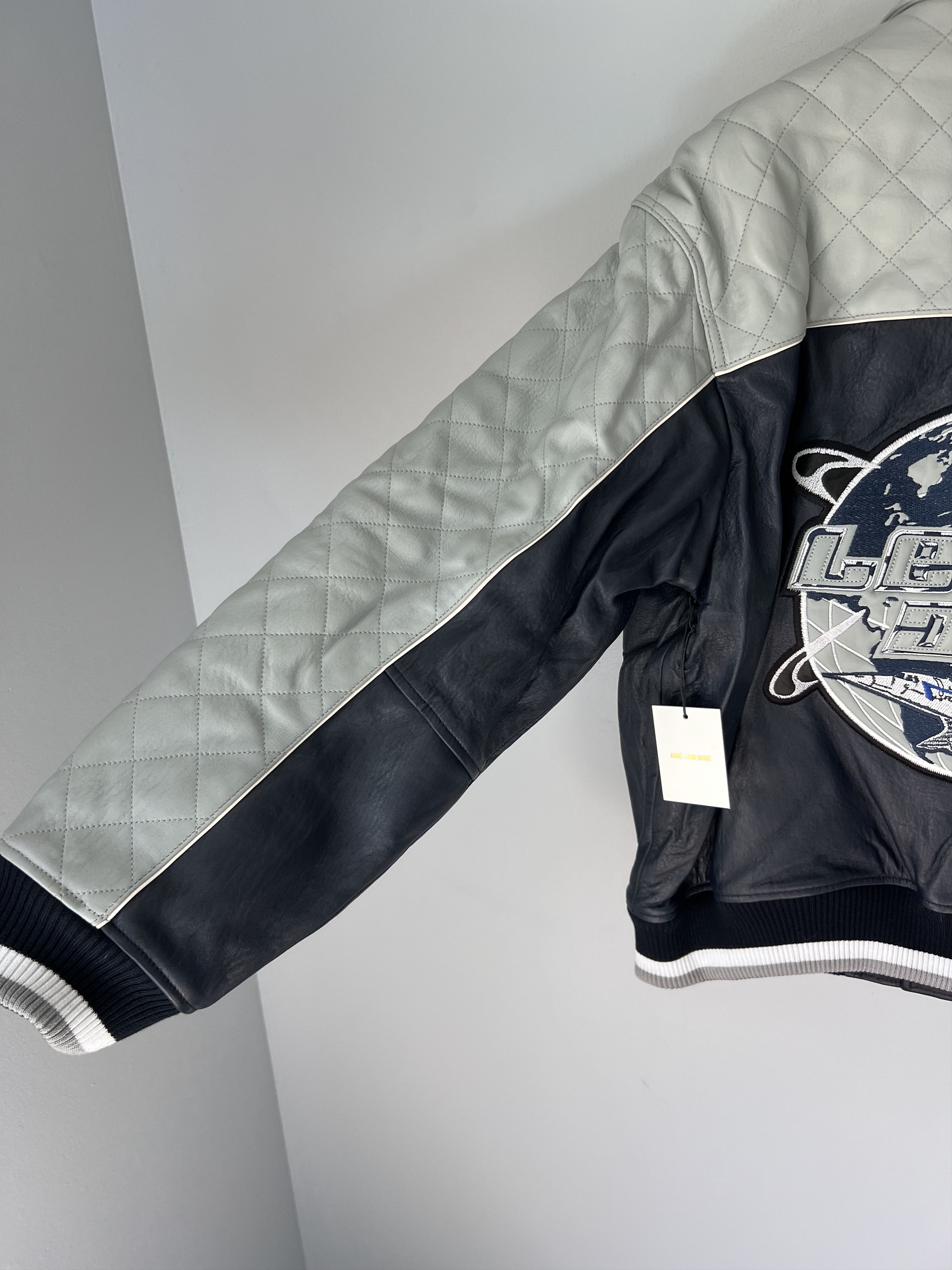 Aime Leon Dore Aime Leon Dore Concorde Leather Jacket in Navy Gray Size US XL / EU 56 / 4 - 4 Thumbnail