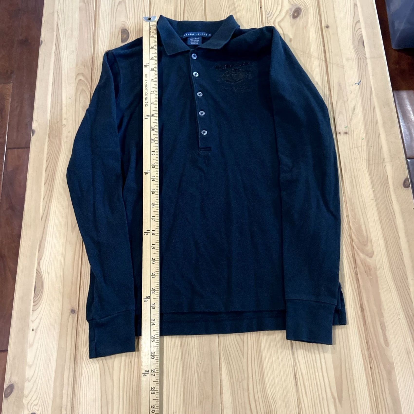 Ralph Lauren VINTAGE Ralph Lauren Y2K Henley Top Snap Shirt Black S 100% Cotton Women Long Sleeve Polo Henley Button Mens Womens Size S / US 4 / IT 40 - 5 Thumbnail