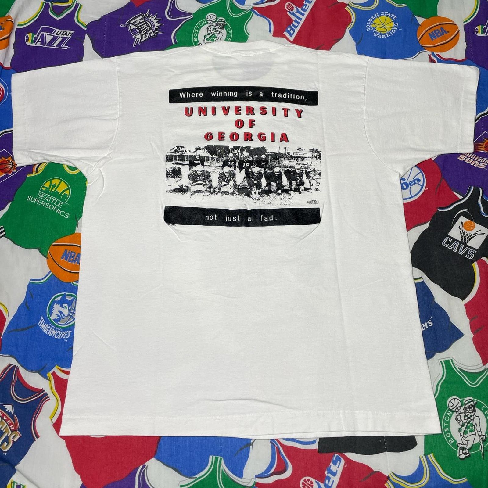 NCAA × Vintage VTG 1991 Georgia Bulldogs vs Georgia Tech T-Shirt Mens XL Size US L / EU 52-54 / 3 - 1 Thumbnail