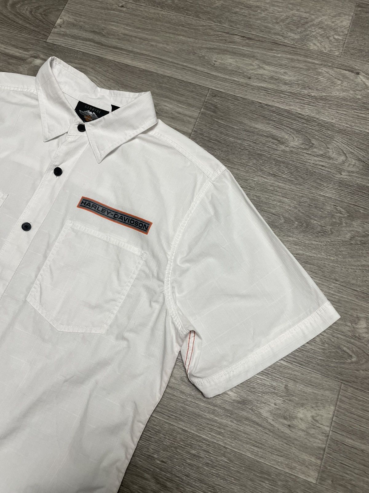 Harley Davidson Vintage Harley Davidson White Short Sleeve Shirt Button Up Size US L / EU 52-54 / 3 - 5 Thumbnail