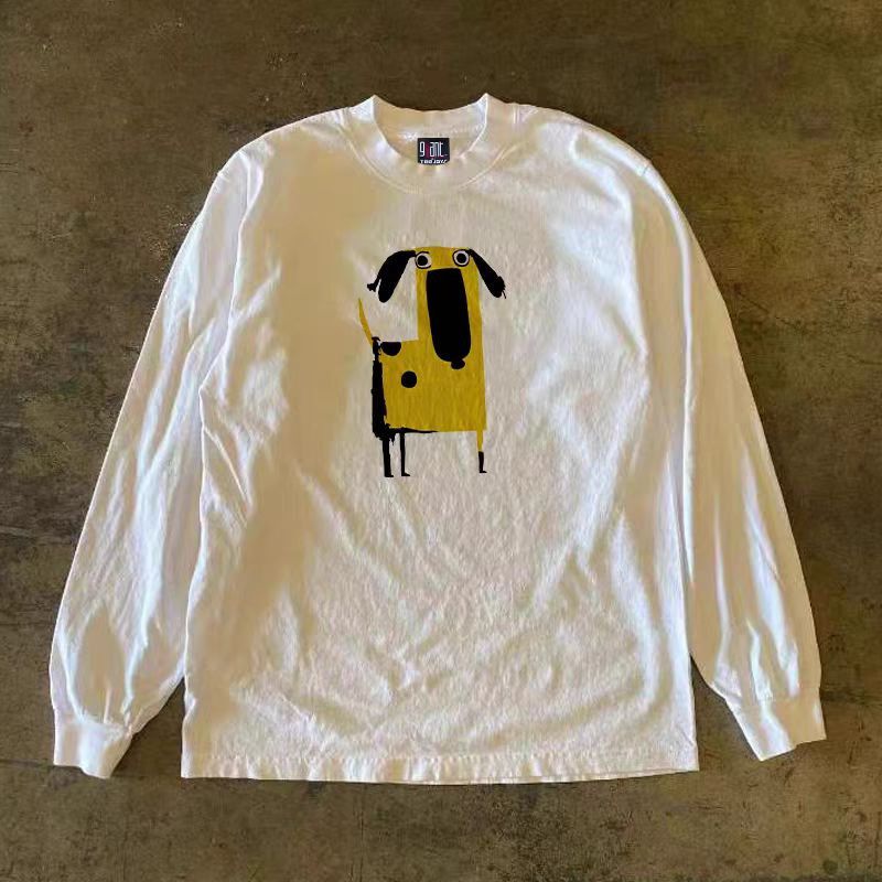 Japanese Brand White washed retro fun puppy print long-sleeved t-shirt Size US M / EU 48-50 / 2 - 1 Thumbnail