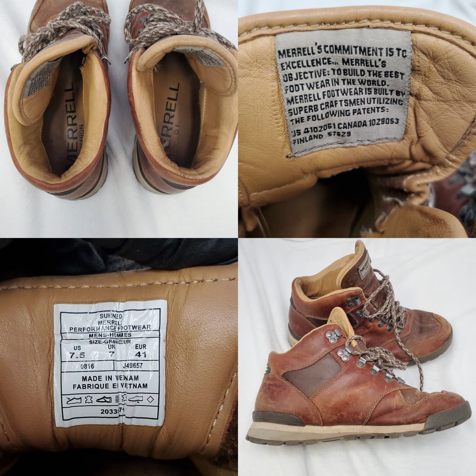 Merrell Merrell Eagle Luxe Sunned Hiking Boots Mens 7.5 Brown Leather Waterproof Ankle Shaft Suede Boots Vintage Style Size US 8 / EU 41 - 9 Thumbnail
