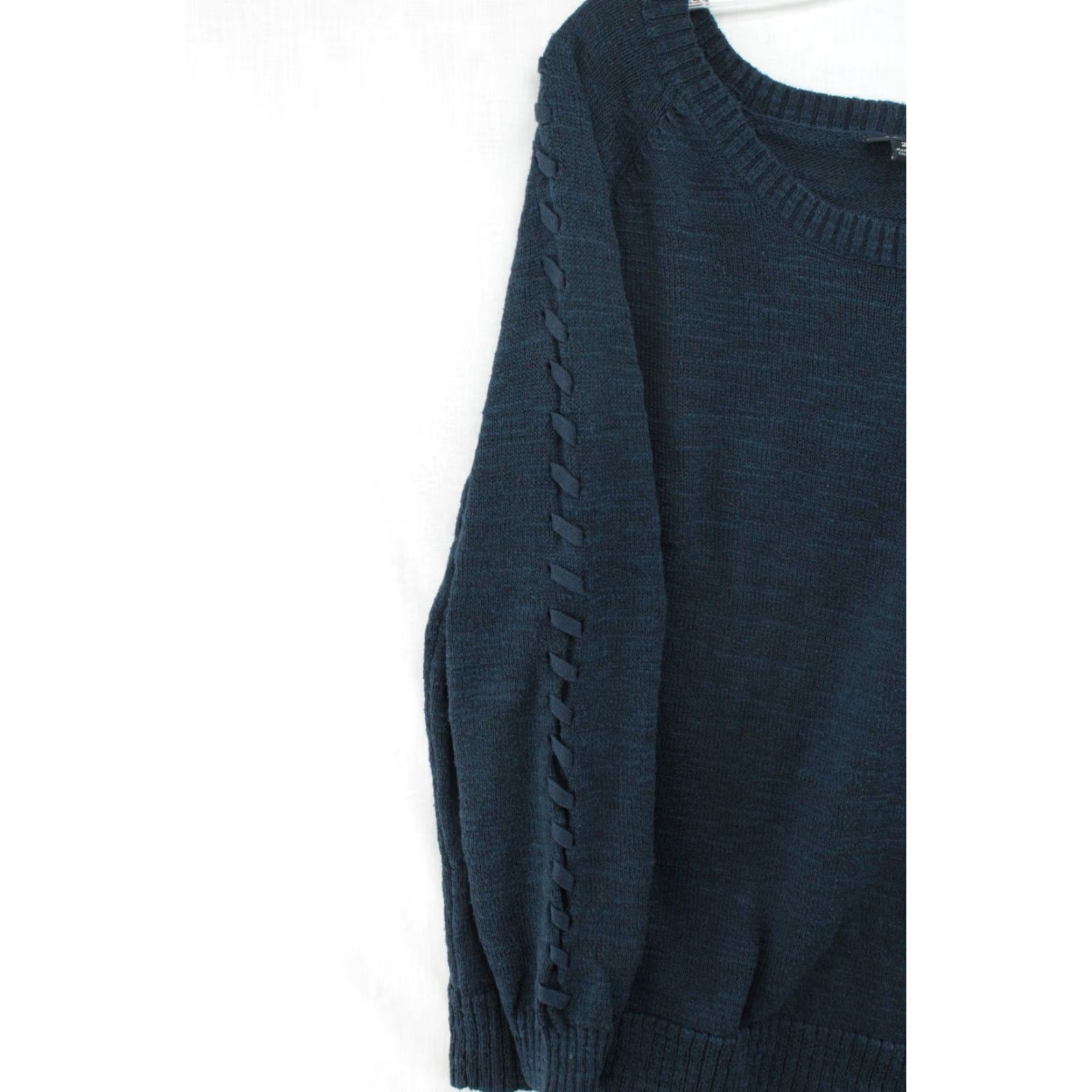 Torrid Torrid Women's Sweater Lace-Up Sleeve Blue Round-Neck Knit Pullover Size 2 Boho Modern Classic Womens Size XS / US 0-2 / IT 36-38 - 7 Thumbnail