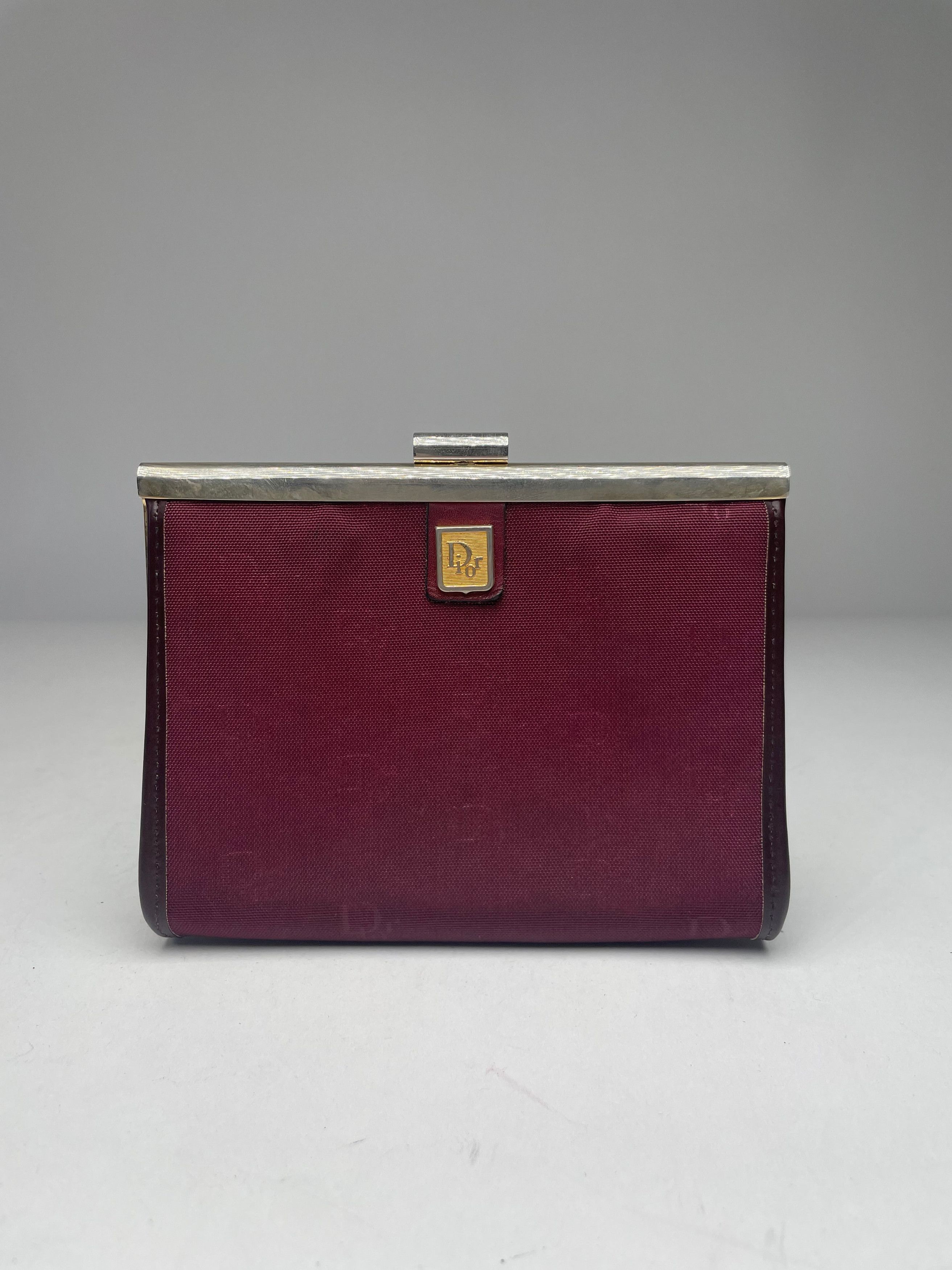 Dior Vintage Canvas Leather Clutch Dark Red Size ONE SIZE - 1 Thumbnail